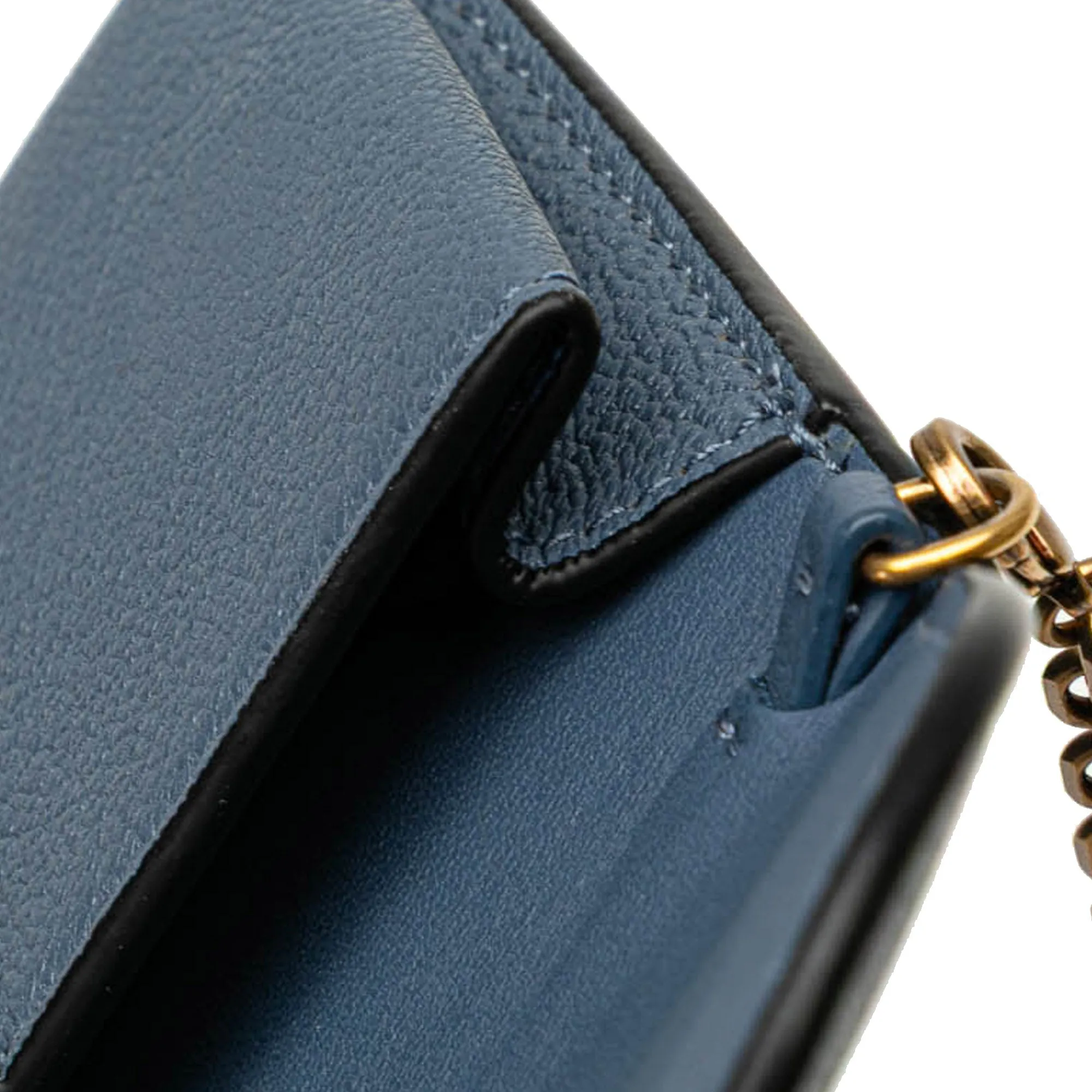 Blue Dior Nano Goatskin Saddle Chain Pouch Crossbody Bag