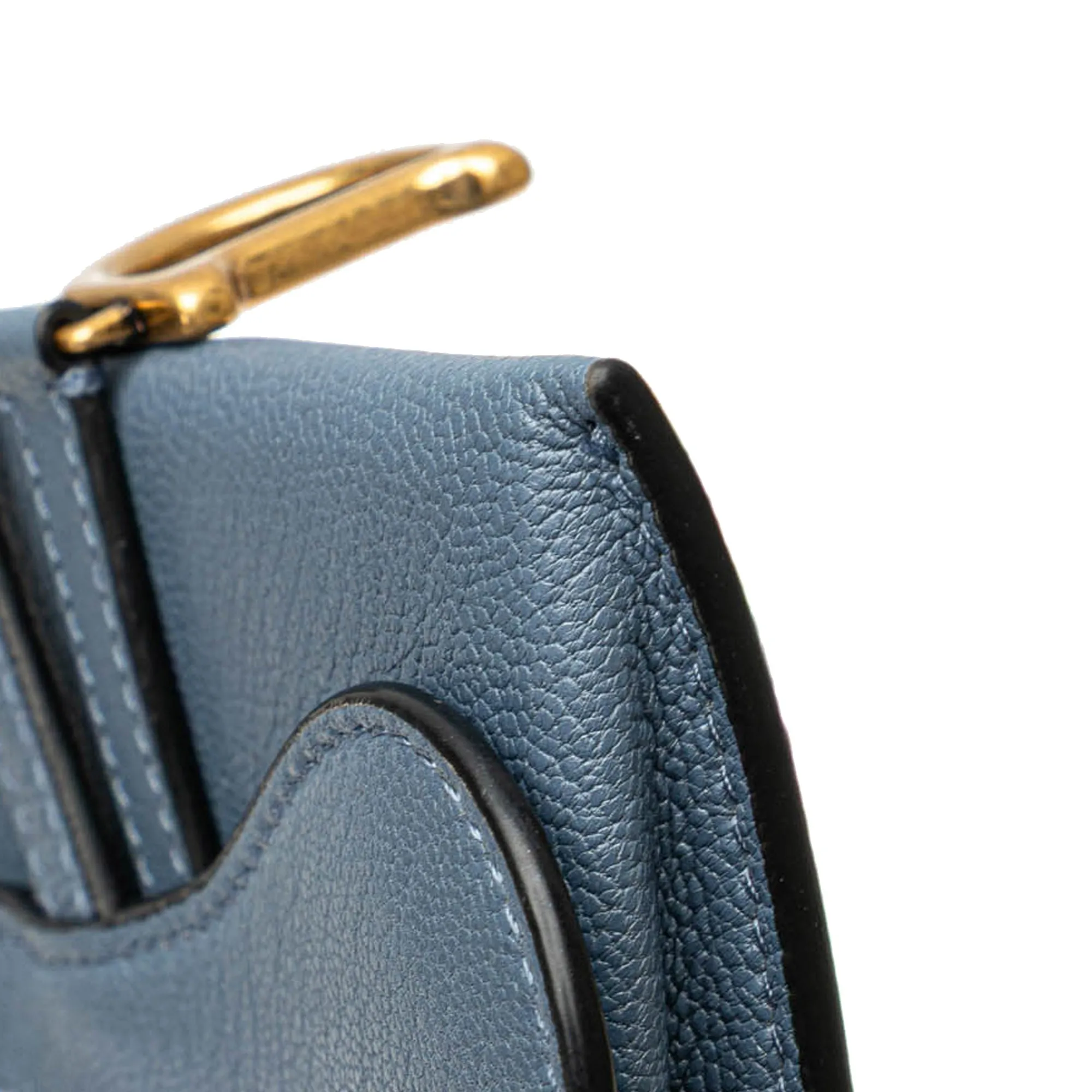 Blue Dior Nano Goatskin Saddle Chain Pouch Crossbody Bag