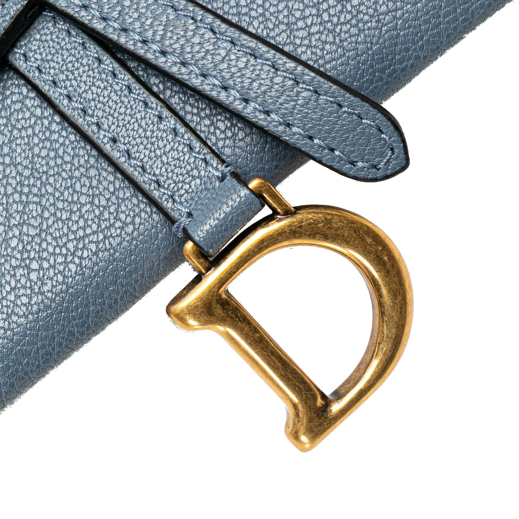 Blue Dior Nano Goatskin Saddle Chain Pouch Crossbody Bag