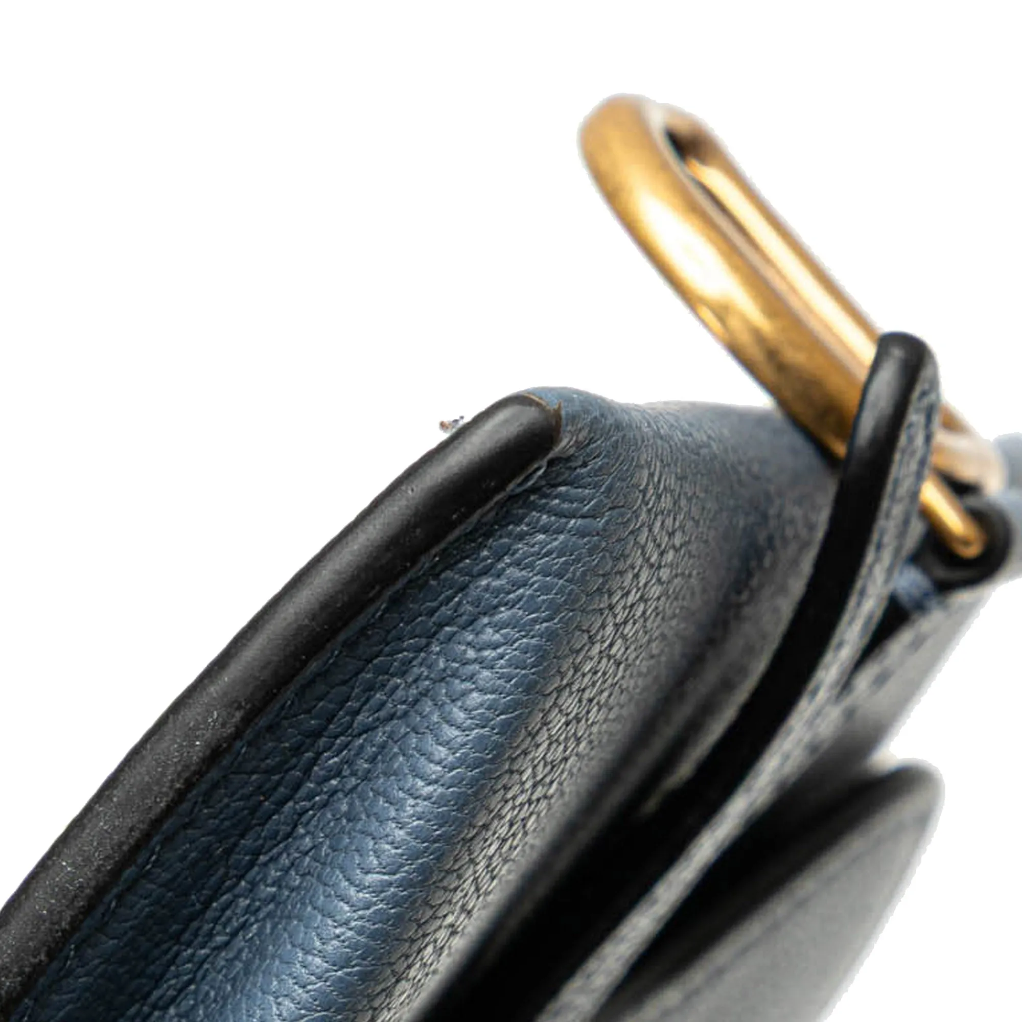 Blue Dior Nano Goatskin Saddle Chain Pouch Crossbody Bag