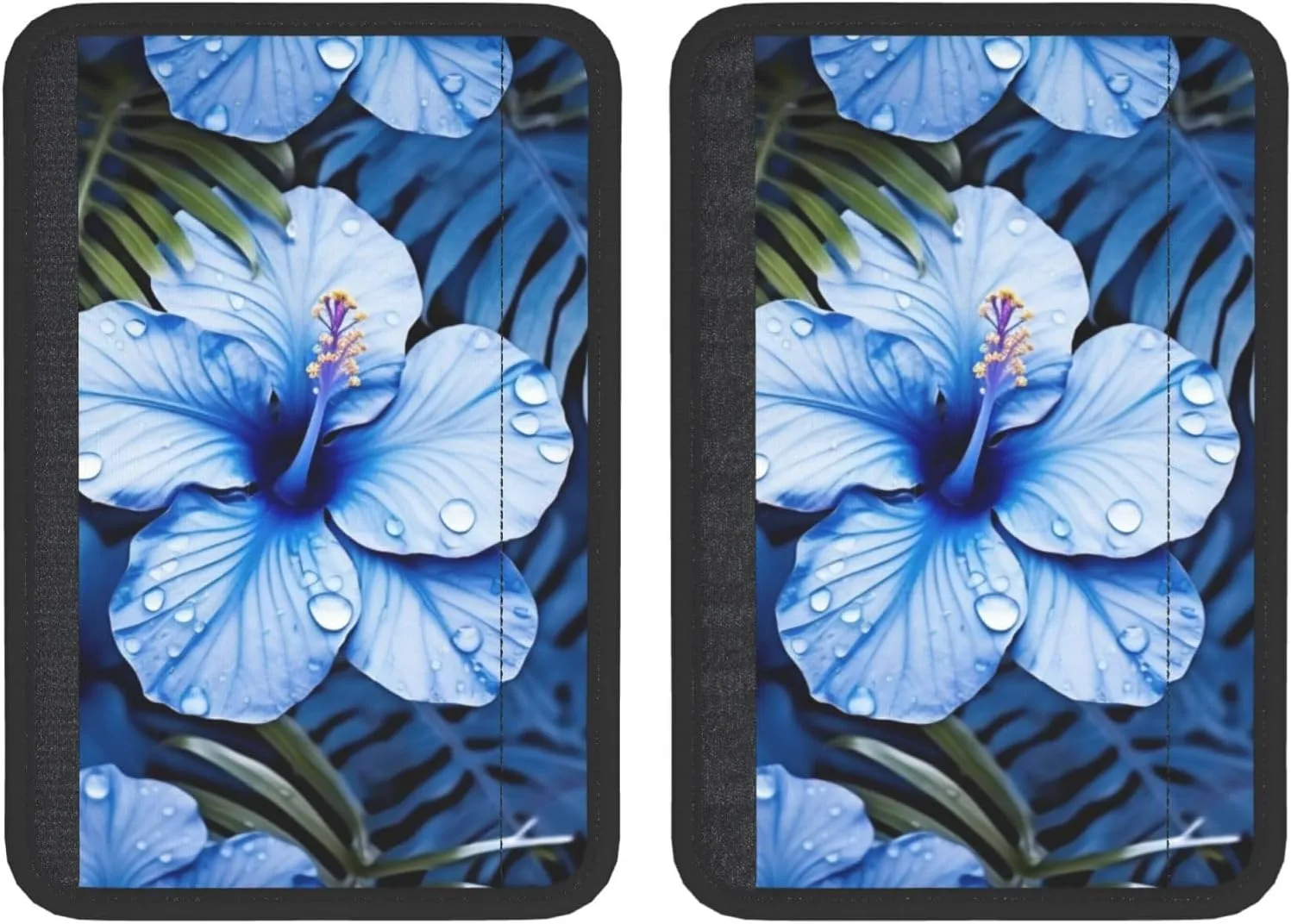 Blue Flower Tropical Car Seat Belt Pad 2 Pack Universal Fit Seatbelt Cover Soft and Comfortable Backpack Shoulder Pad Adjustable Neck Cushion Protector Harness Pad for Car Bag