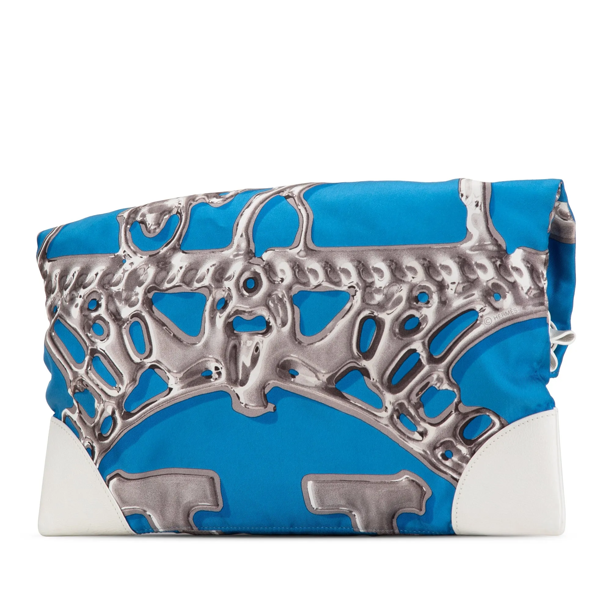 Blue Hermès Vif Argent Silky City 33 Crossbody Bag