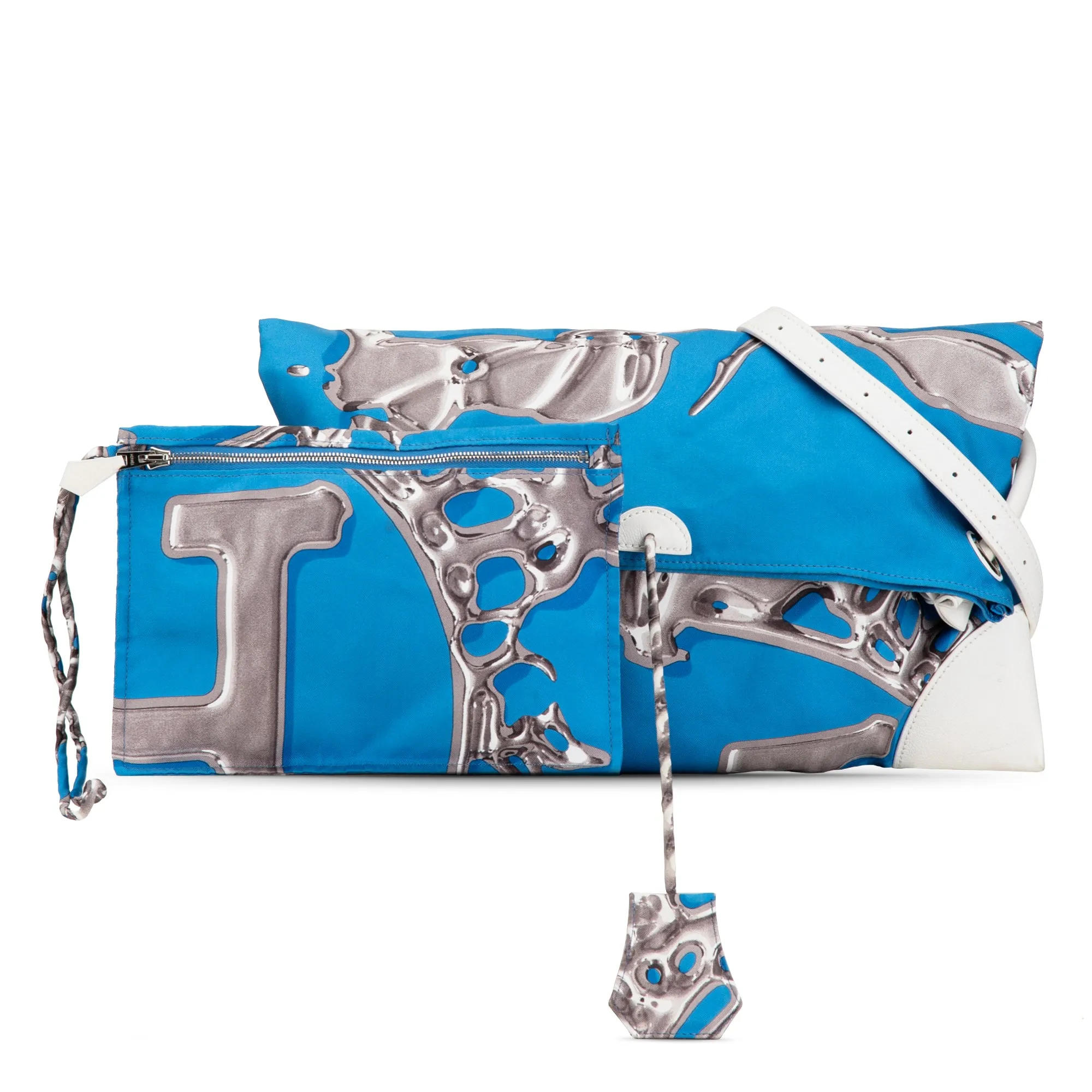 Blue Hermès Vif Argent Silky City 33 Crossbody Bag