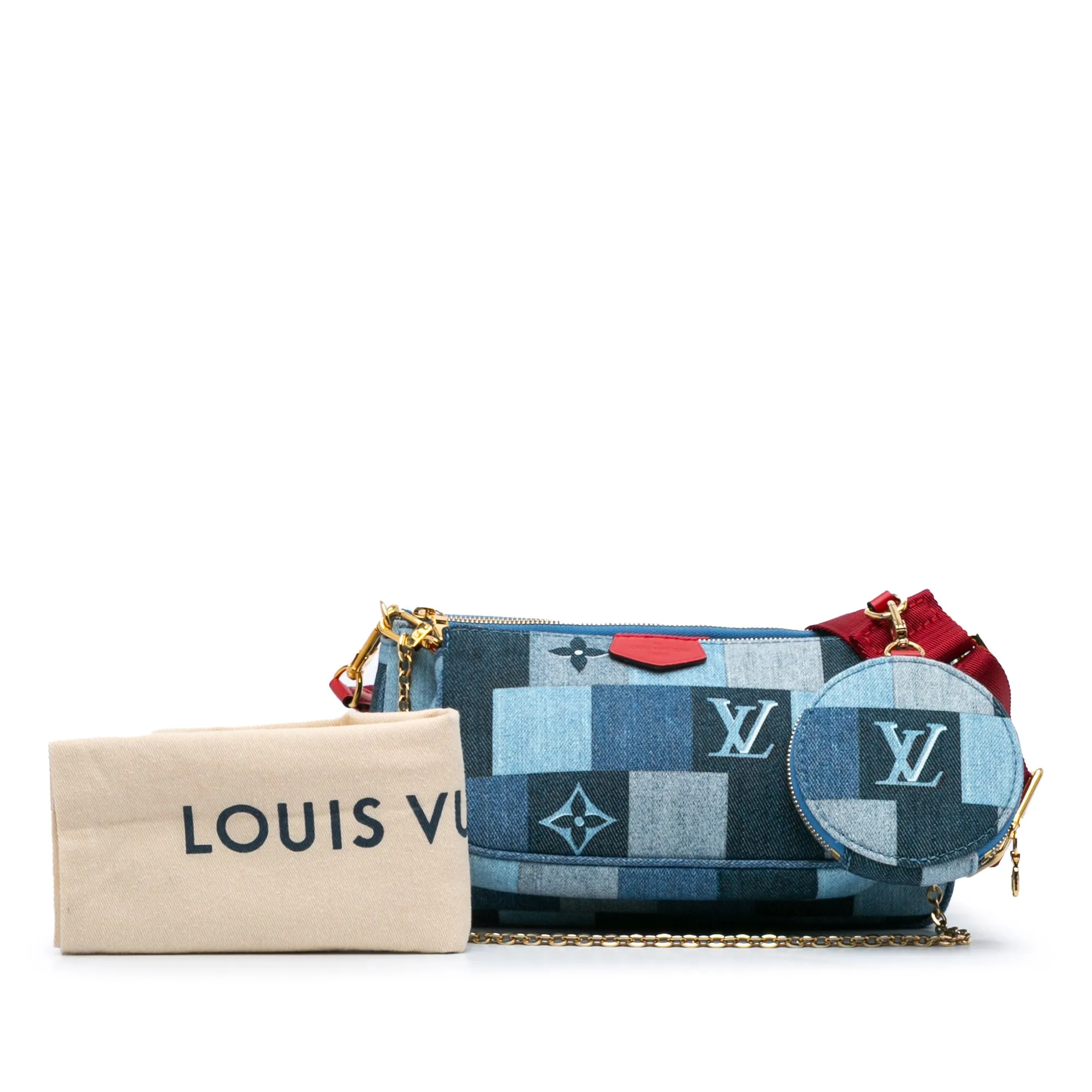 Blue Louis Vuitton Monogram Denim Patchwork Multi Pochette Accessoires Crossbody Bag