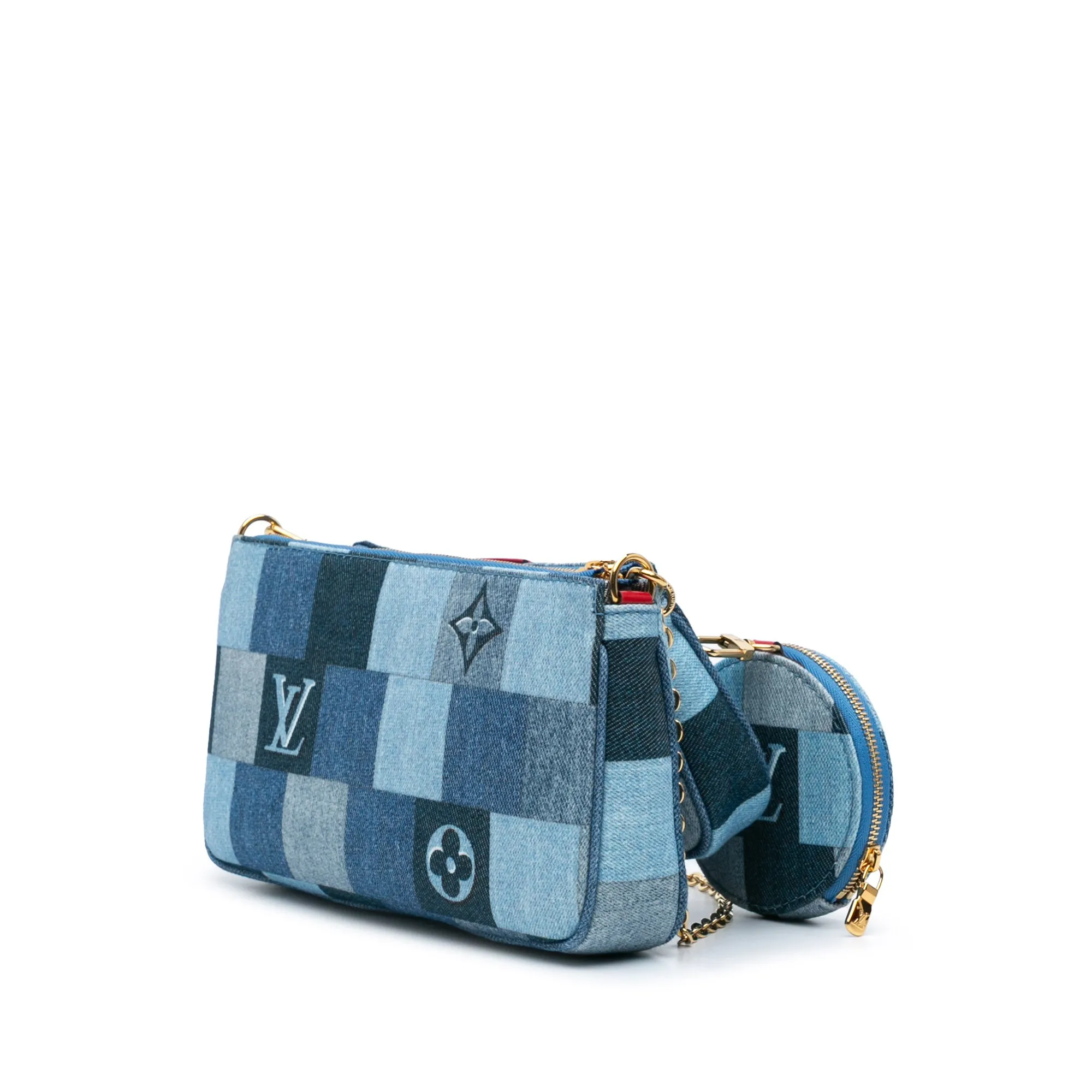 Blue Louis Vuitton Monogram Denim Patchwork Multi Pochette Accessoires Crossbody Bag