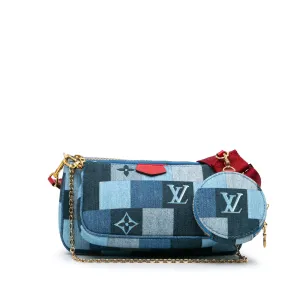 Blue Louis Vuitton Monogram Denim Patchwork Multi Pochette Accessoires Crossbody Bag