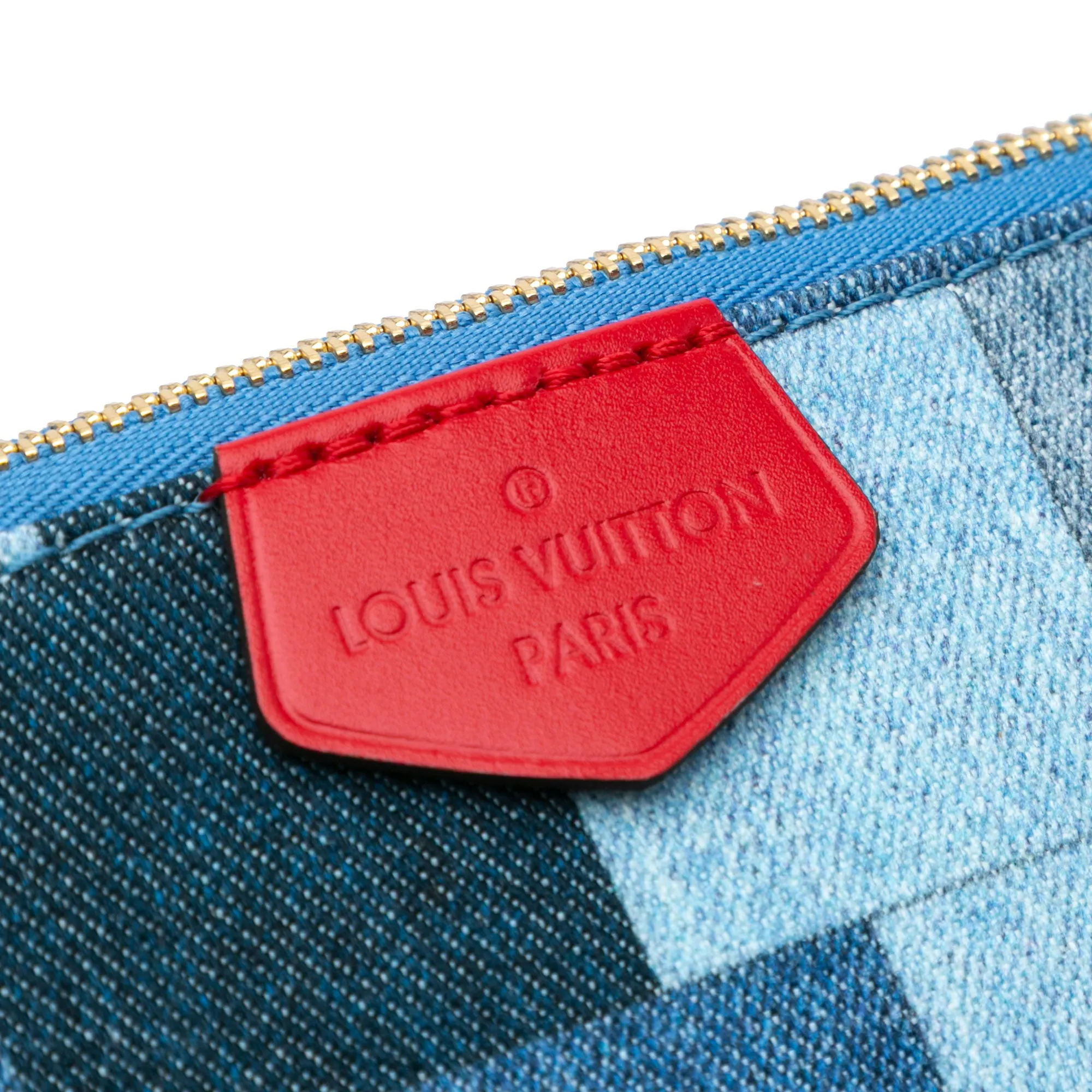 Blue Louis Vuitton Monogram Denim Patchwork Multi Pochette Accessoires Crossbody Bag