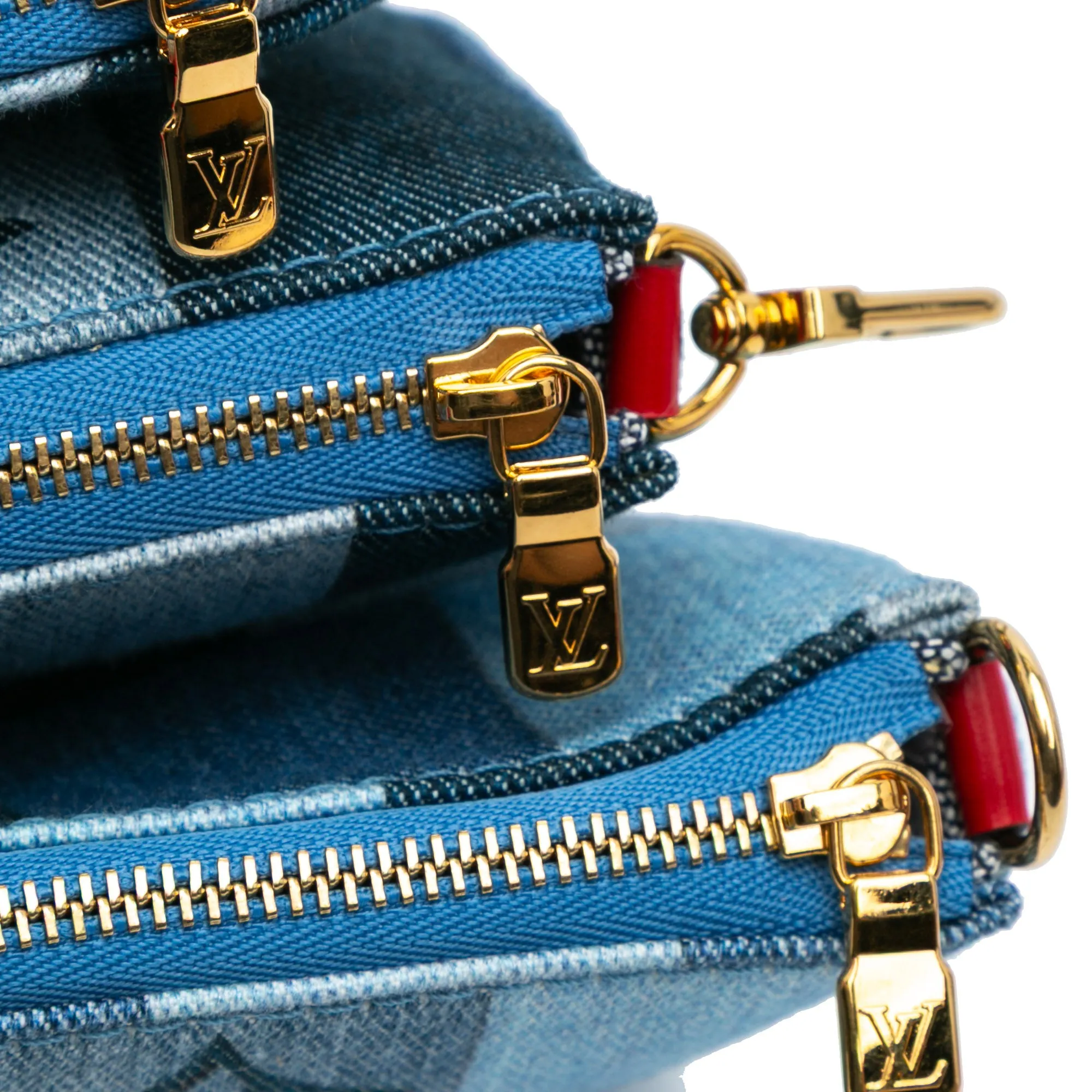 Blue Louis Vuitton Monogram Denim Patchwork Multi Pochette Accessoires Crossbody Bag