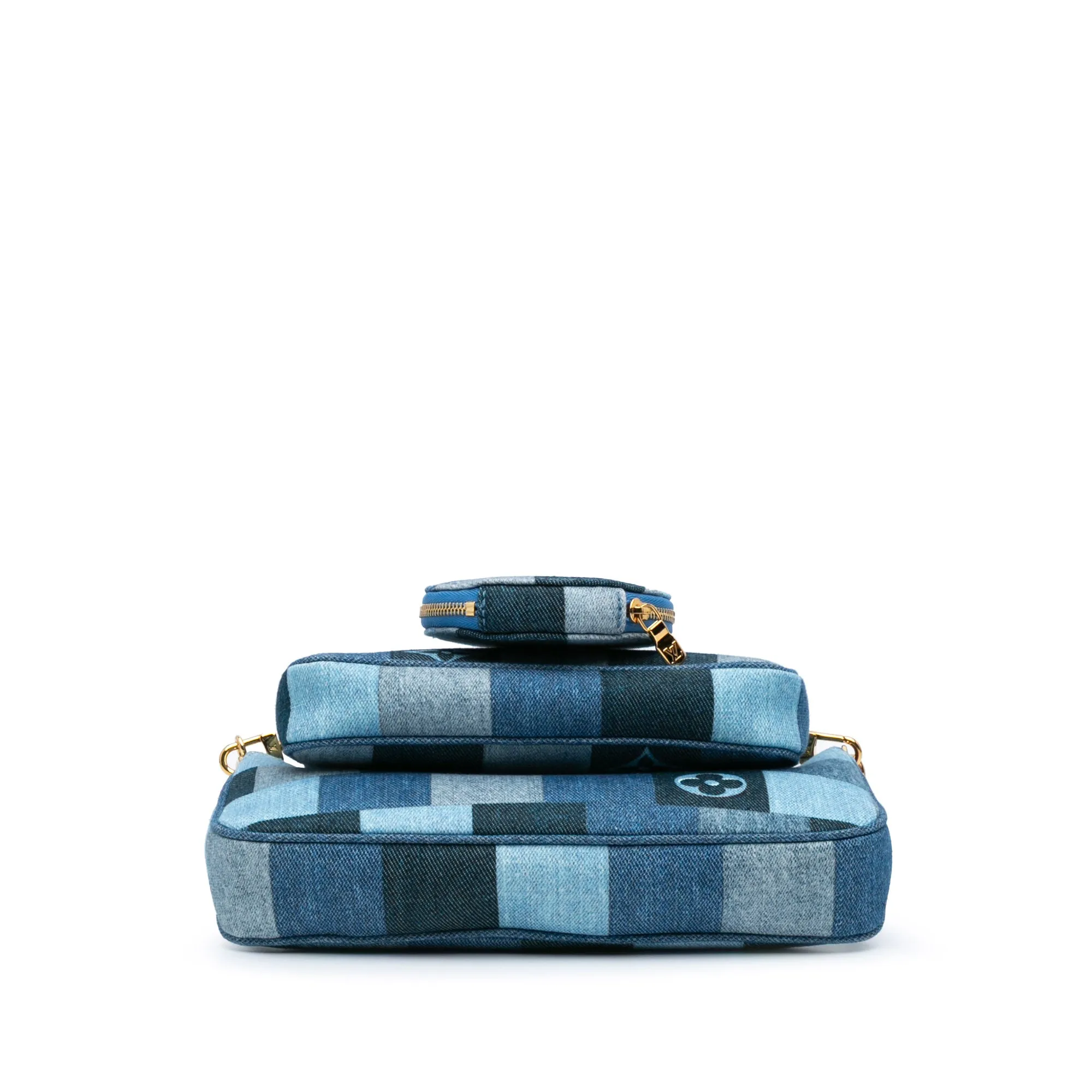 Blue Louis Vuitton Monogram Denim Patchwork Multi Pochette Accessoires Crossbody Bag