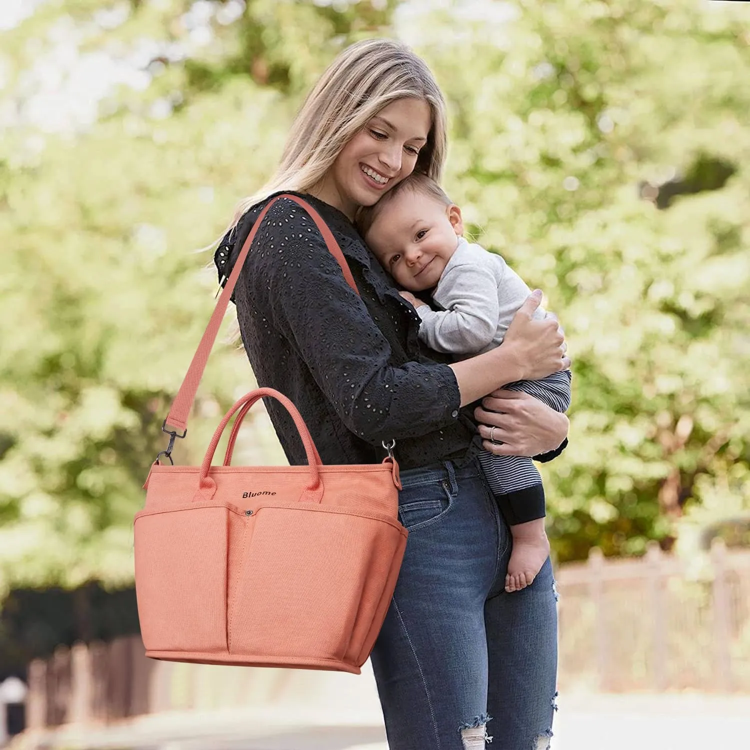 Bluome Tote Bag for Women Canvas Tote Bag With Zipper College Gym Tote Medium Travel Work Bags Hobo Handbag Crossbody