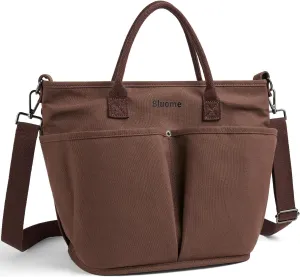 Bluome Tote Bag for Women Canvas Tote Bag With Zipper College Gym Tote Medium Travel Work Bags Hobo Handbag Crossbody