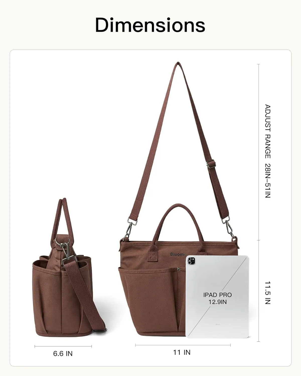 Bluome Tote Bag for Women Canvas Tote Bag With Zipper College Gym Tote Medium Travel Work Bags Hobo Handbag Crossbody