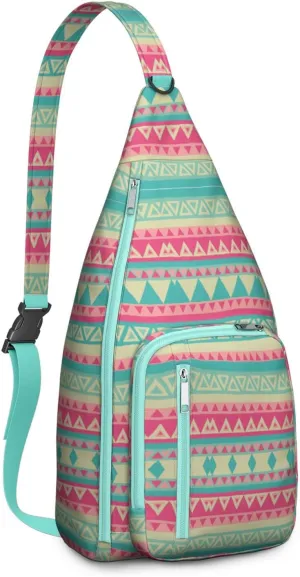 Boho Chic Crossbody Bag Vintage Waterproof Sling Bag Backpack for Men Women Daypack for Hiking Cycling Outdoor Activities