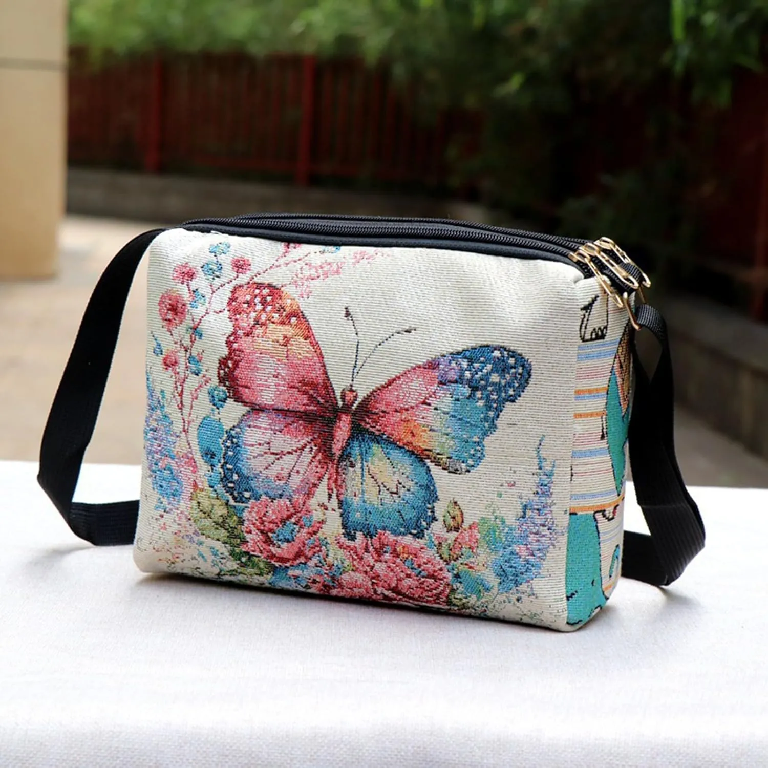 Boho Embroid Shoulder Bag for Women Crossbody, Adjustable Canvas Travel Crossbody Bag with Zipper, Shoulder Bag Mother Gift