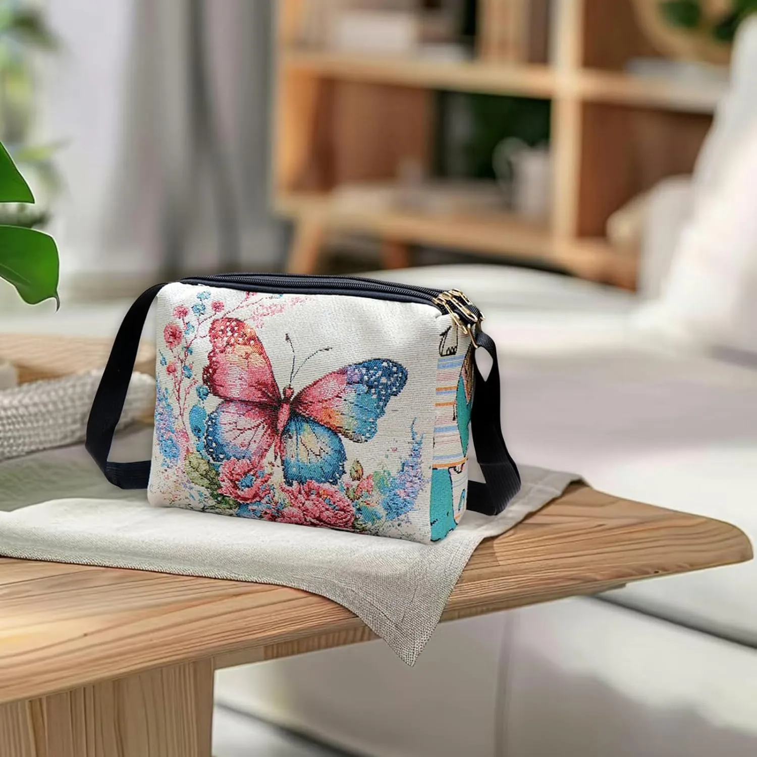 Boho Embroid Shoulder Bag for Women Crossbody, Adjustable Canvas Travel Crossbody Bag with Zipper, Shoulder Bag Mother Gift