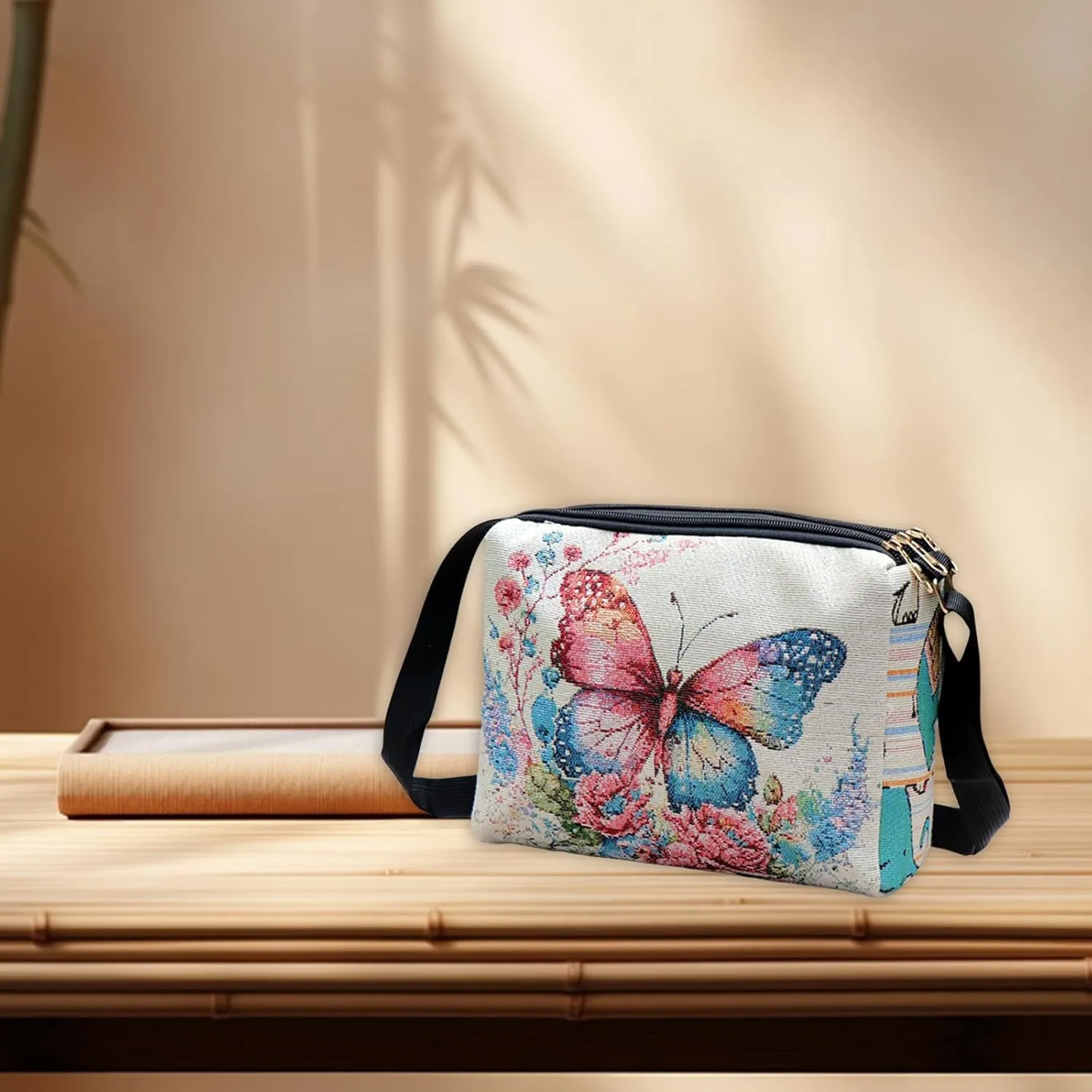 Boho Embroid Shoulder Bag for Women Crossbody, Adjustable Canvas Travel Crossbody Bag with Zipper, Shoulder Bag Mother Gift
