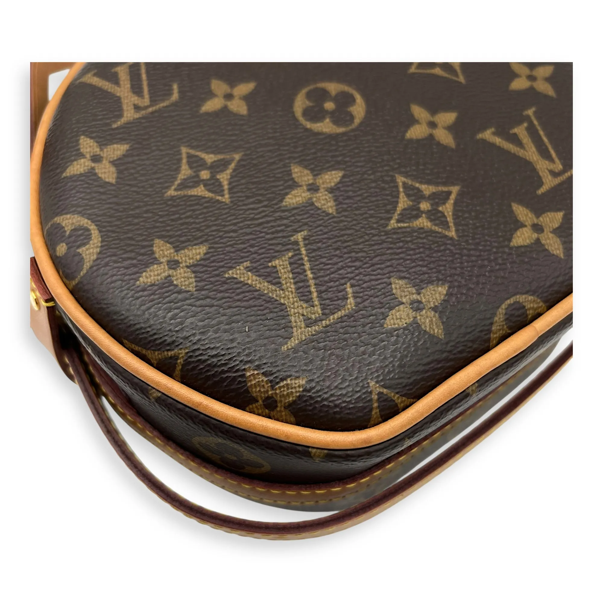 Boite a Chapeau PM Brown Crossbody Bag in Monogram Coated Canvas, Gold hardware