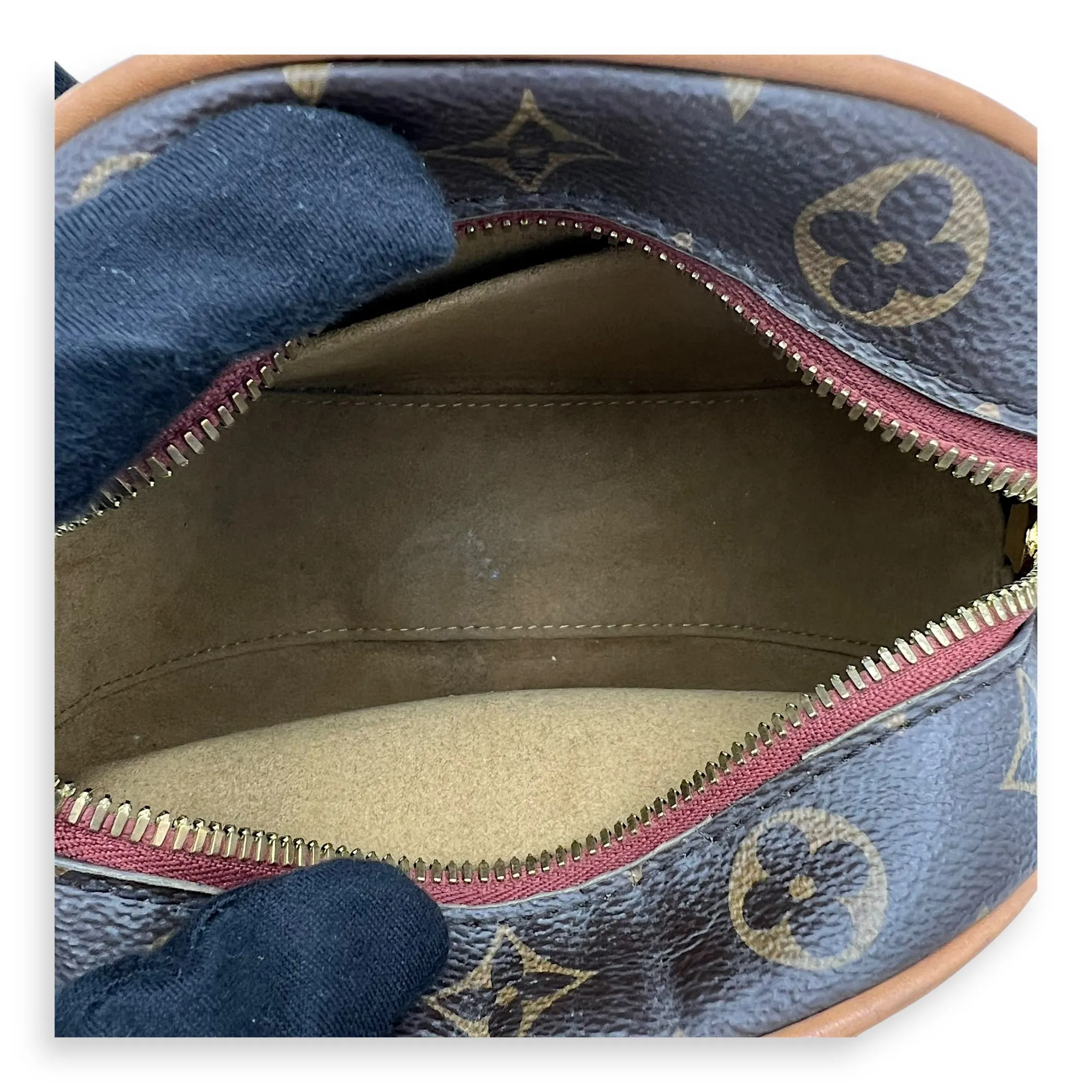Boite a Chapeau PM Brown Crossbody Bag in Monogram Coated Canvas, Gold hardware