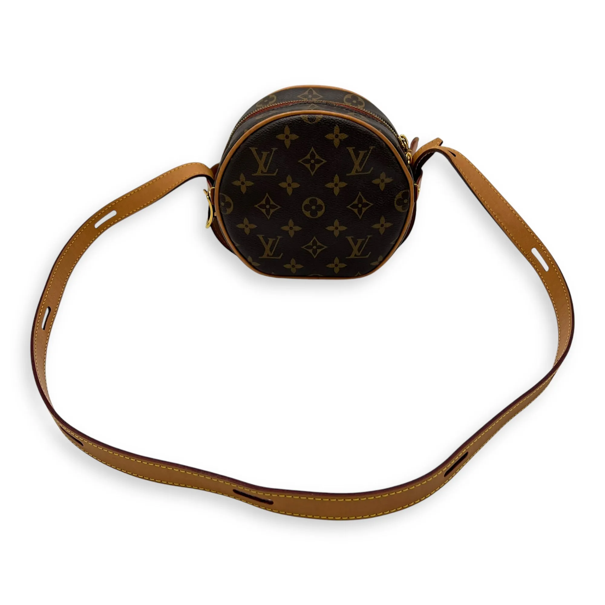 Boite a Chapeau PM Brown Crossbody Bag in Monogram Coated Canvas, Gold hardware