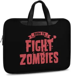 Born To Fight Zombies Leather Bag Laptop Case Slim Water Resistant Computer Bags with Handle Briefcase for Work