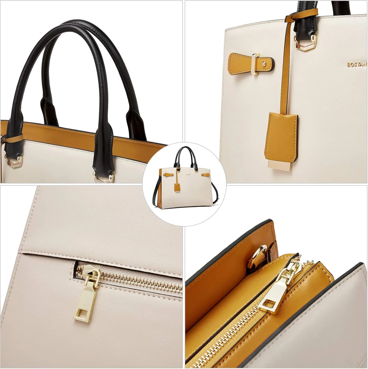BOSTANTEN Briefcase for Women 15.6 Inch Genuine Leather Laptop Briefcase Shoulder Work Tote Bag Purse
