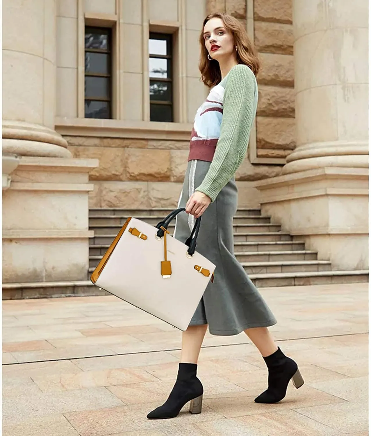 BOSTANTEN Briefcase for Women 15.6 Inch Genuine Leather Laptop Briefcase Shoulder Work Tote Bag Purse