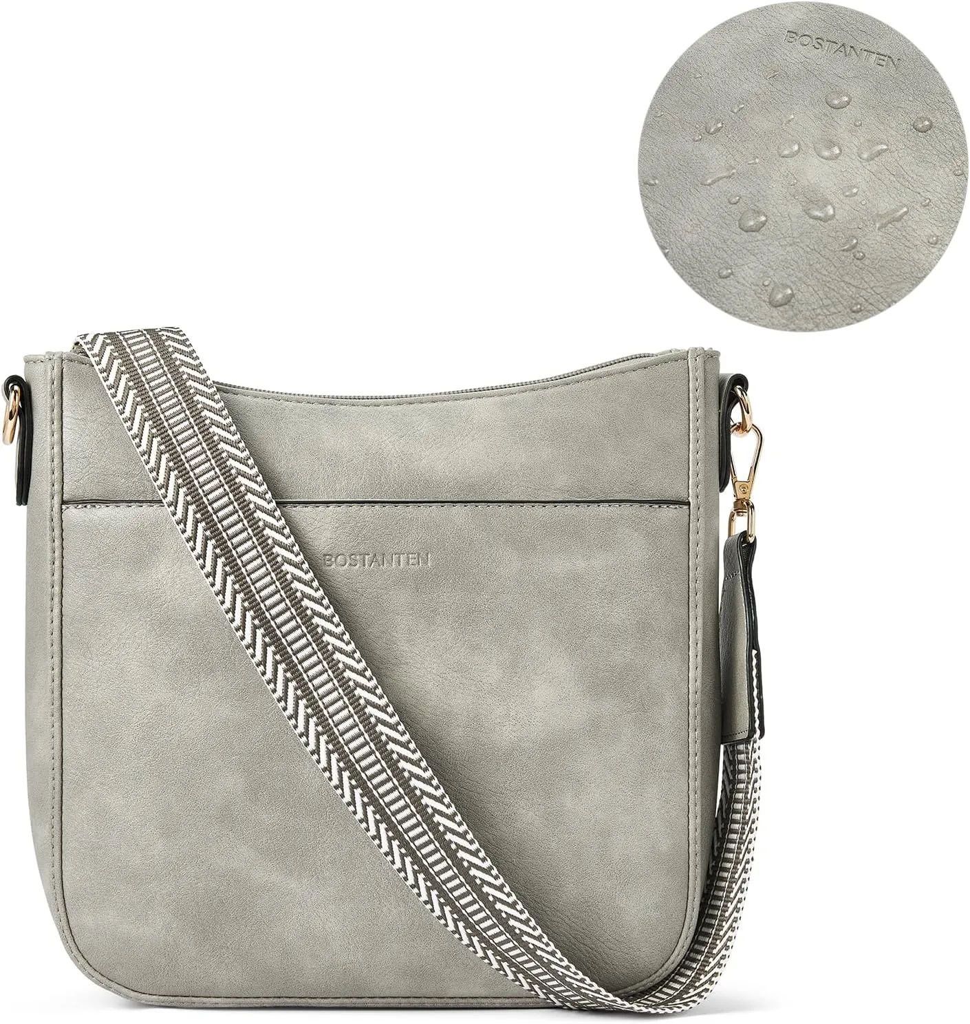 BOSTANTEN Crossbody Bags for Women Trendy Vegan Leather Hobo Purses Shoulder Handbags With Wide Shoulder Strap
