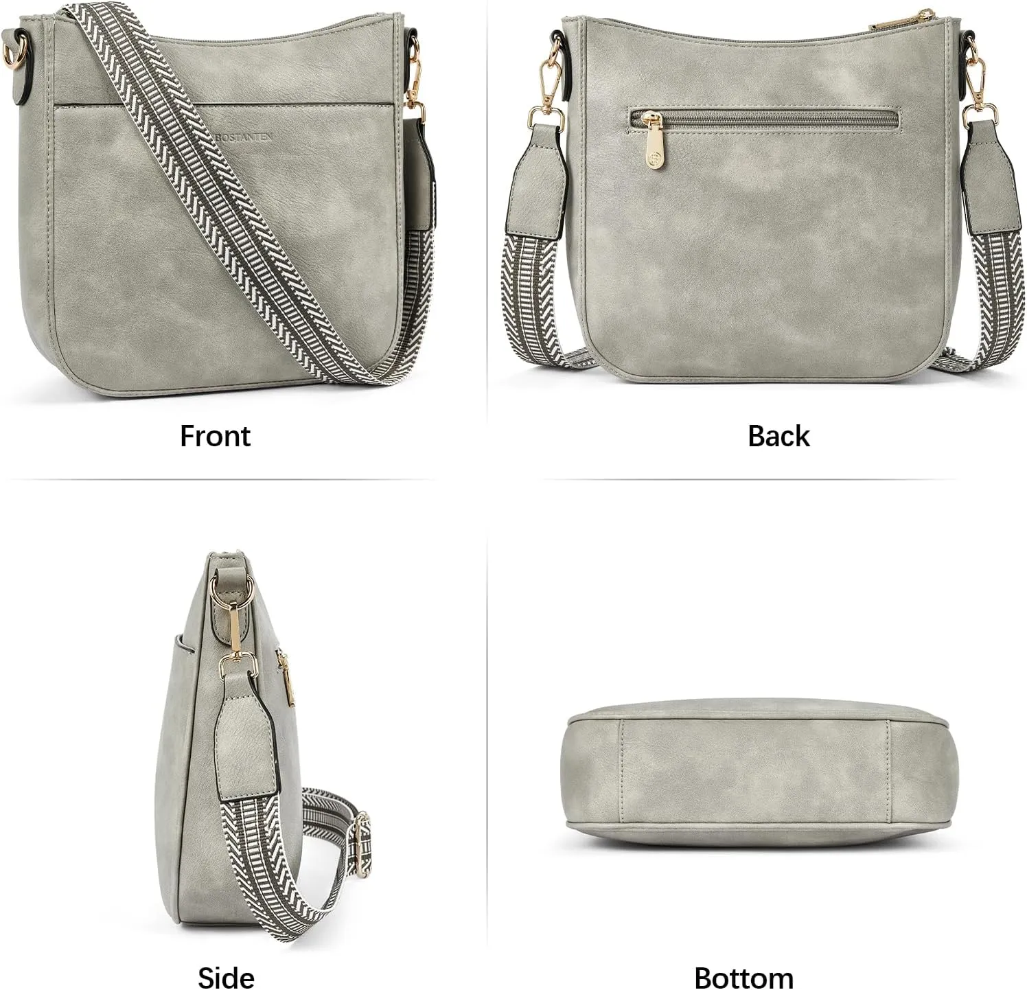 BOSTANTEN Crossbody Bags for Women Trendy Vegan Leather Hobo Purses Shoulder Handbags With Wide Shoulder Strap