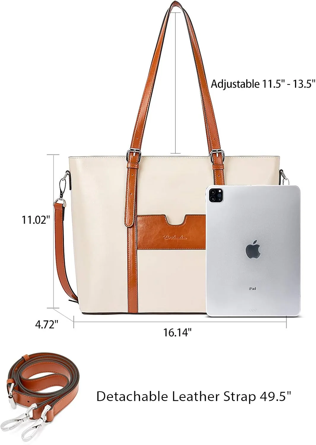 BOSTANTEN Womens Leather Laptop Tote Office Shoulder Handbag Vintage Briefcase 15.6 inch Computer Work Purse