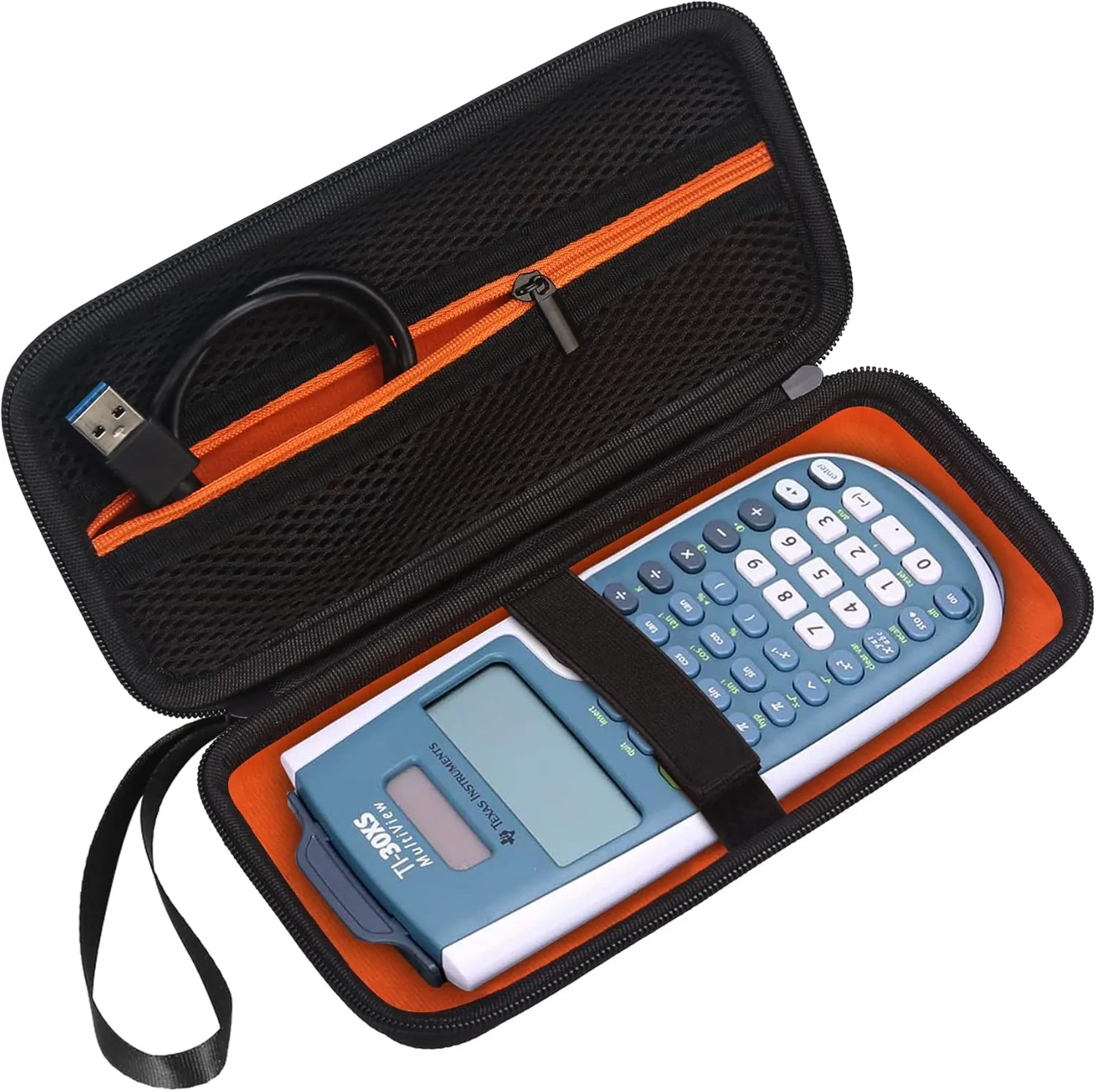 BOVKE Carrying Case for Texas Instruments TI-30XS Multiview/TI-34 Multiview/TI-36X Pro Scientific Calculator, Extra Mesh Pocket for USB Cables Pens Other School Supplies, Black