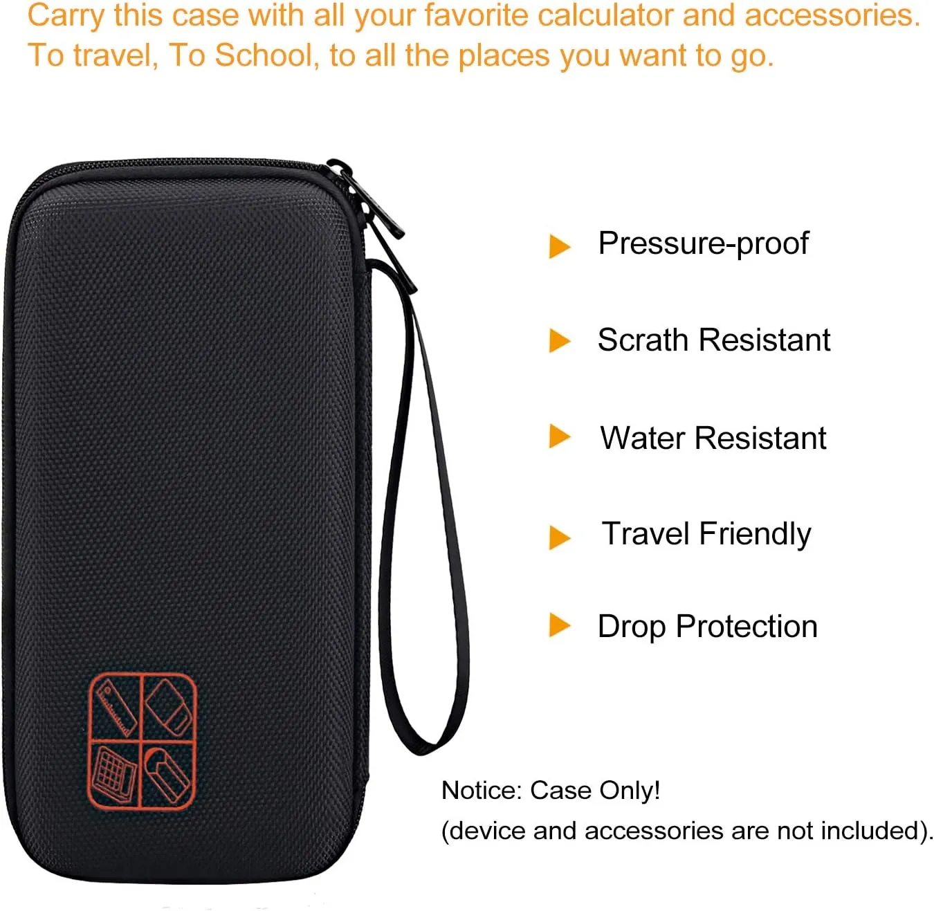 BOVKE Carrying Case for Texas Instruments TI-30XS Multiview/TI-34 Multiview/TI-36X Pro Scientific Calculator, Extra Mesh Pocket for USB Cables Pens Other School Supplies, Black