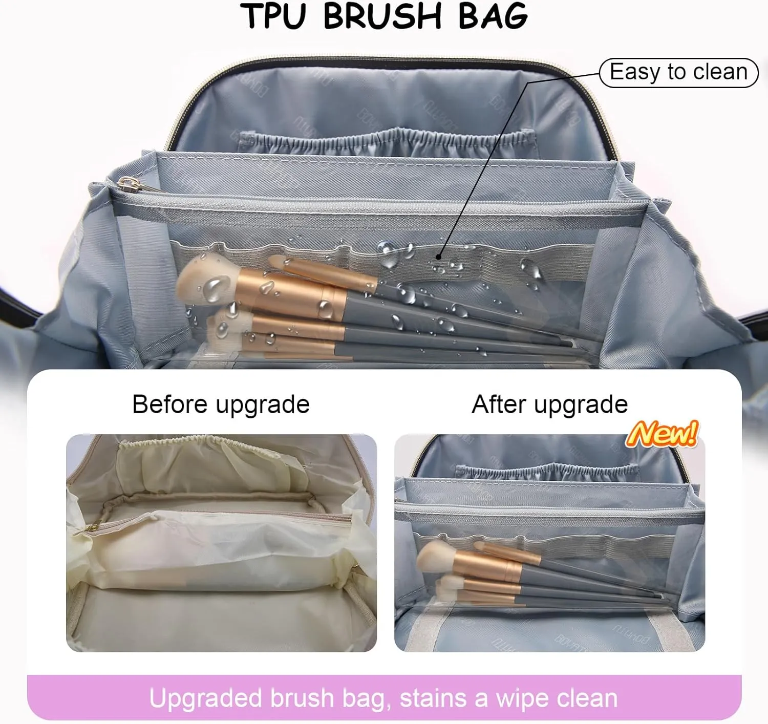 BOYATU Travel Makeup Bag Organizer Cosmetic Bag: 3 Pcs Set Make up Bags for Women with Handle - Waterproof Vegan Leather Toiletry Bags with Comparments (C-01-Purple)