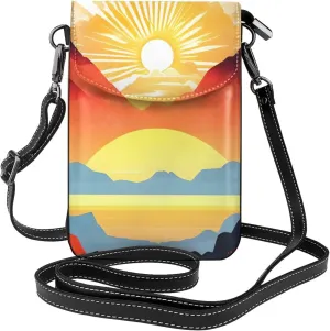 Bright Sunrise Women'S Crossbody Bag, Zipper Phone Wallet, ^Cute Purse, Shoulder Bag, Detachable Shoulder Strap