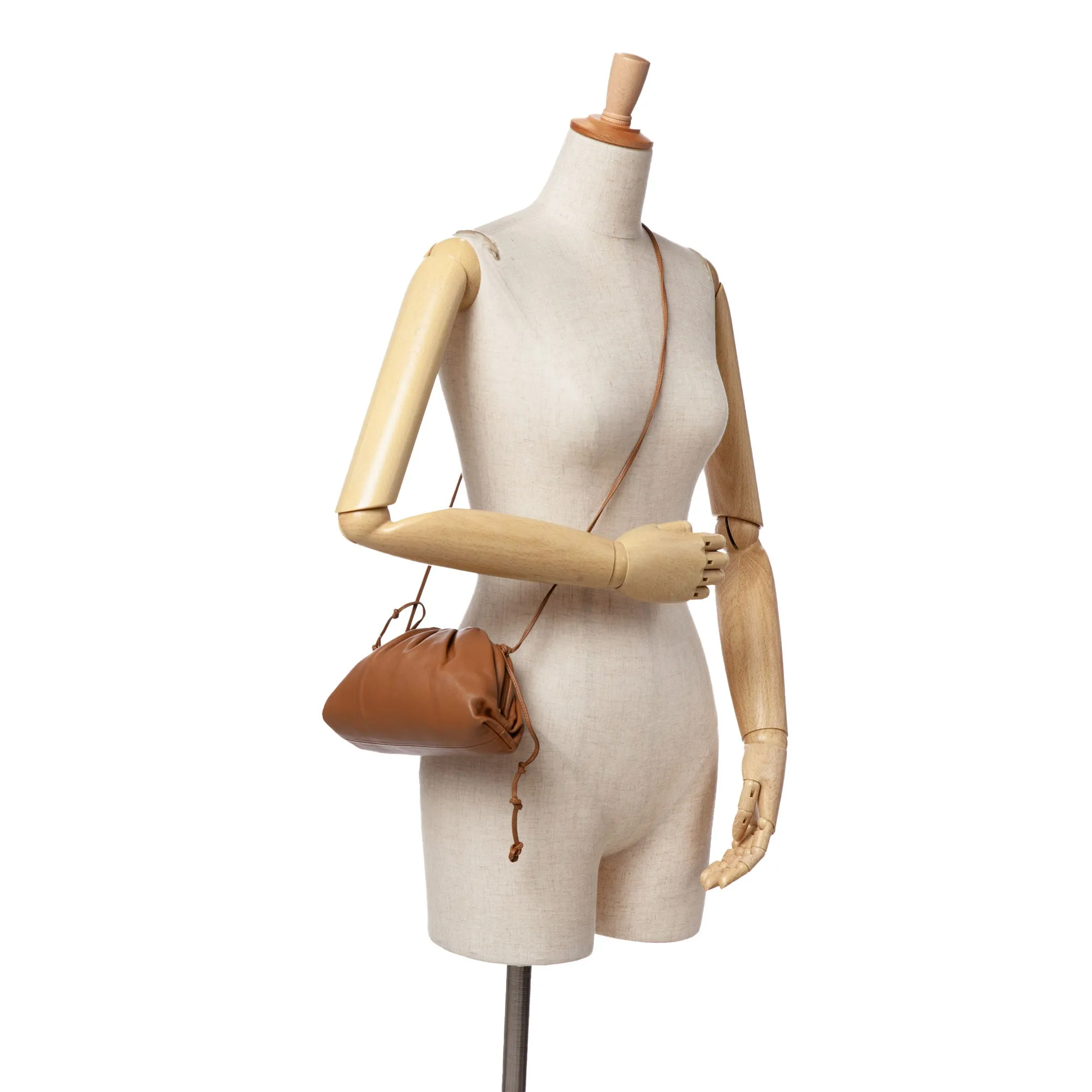 Brown Bottega Veneta Lambskin The Mini Pouch Crossbody Bag