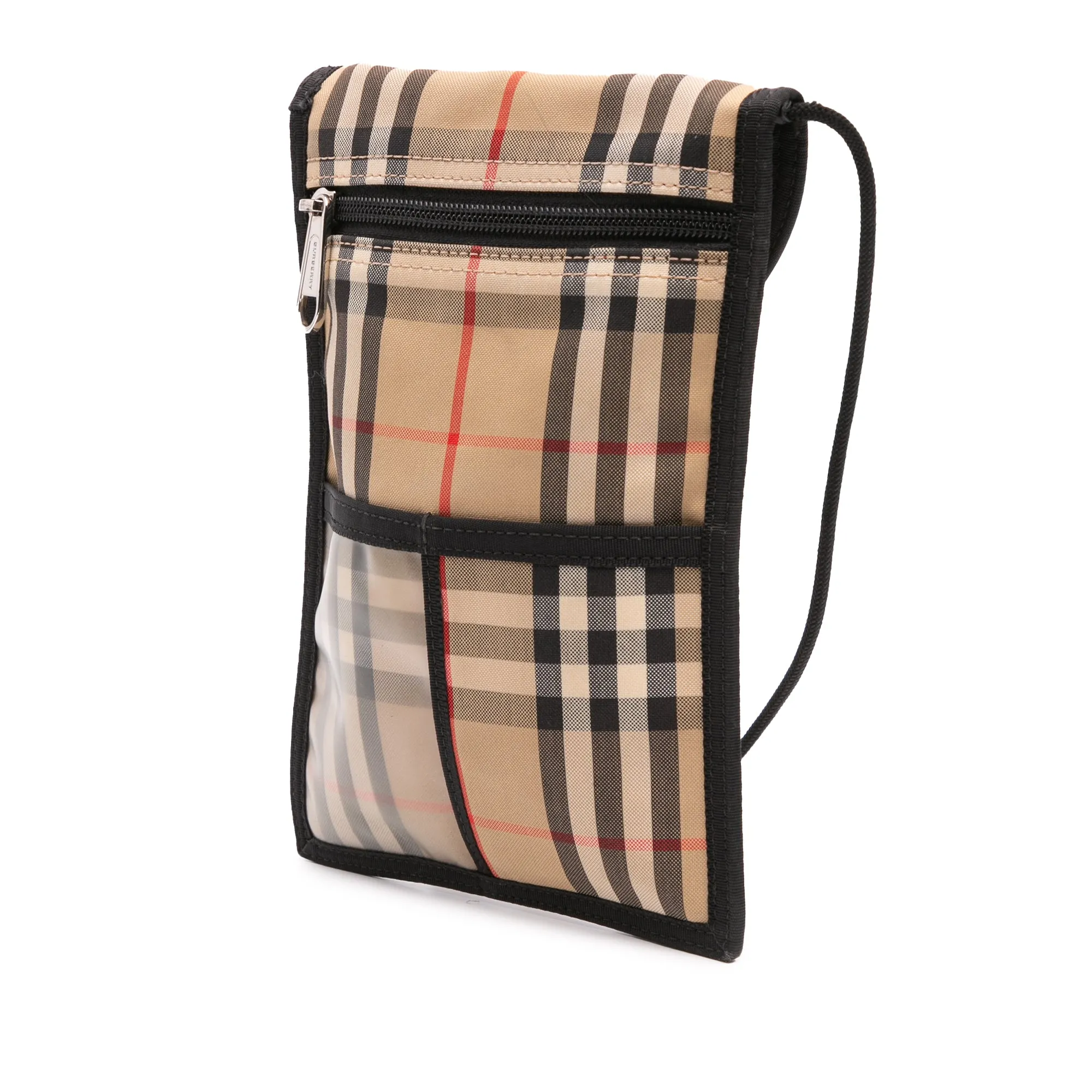Brown Burberry House Check Canvas Phone Pouch Crossbody