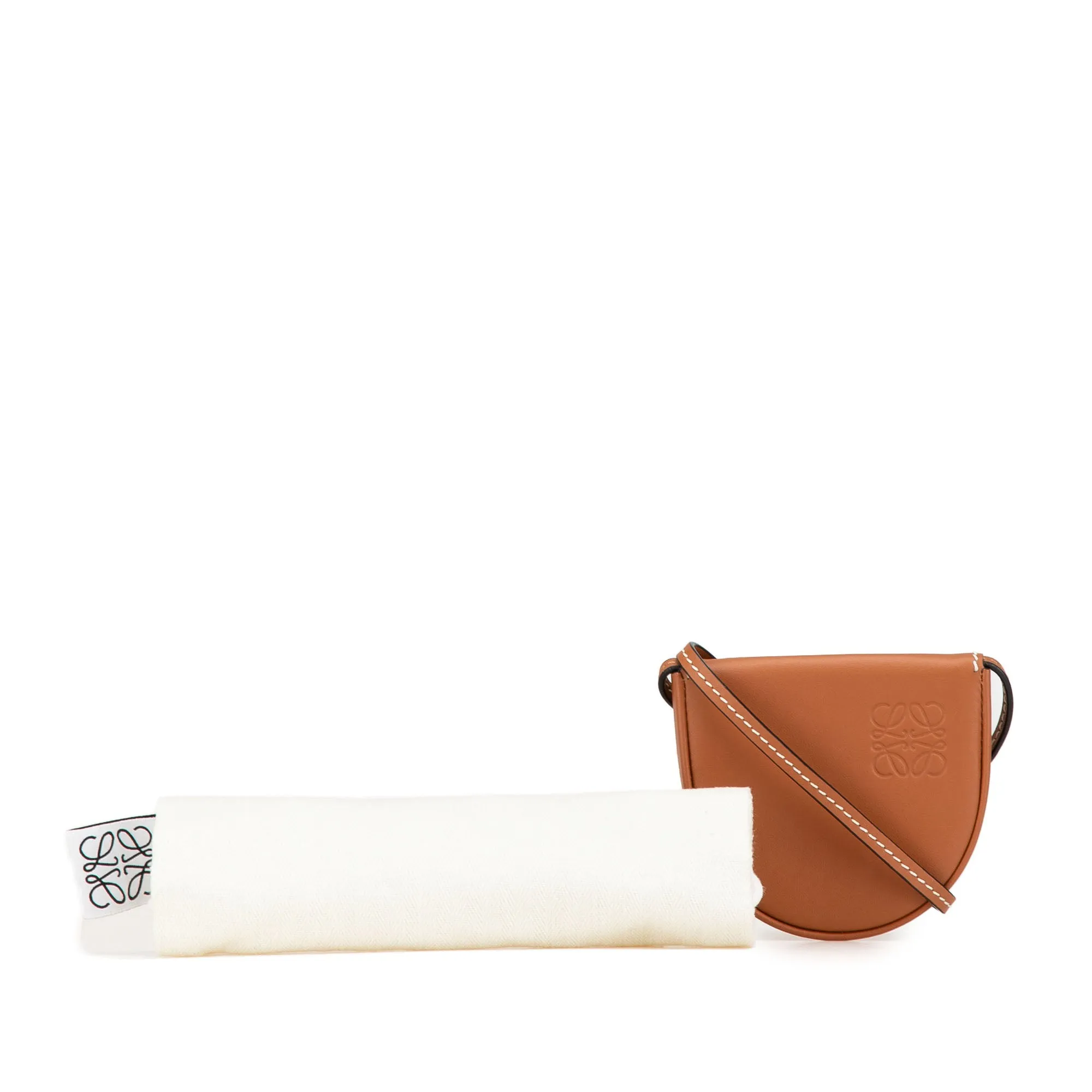 Brown LOEWE Mini Soft Calfskin Heel Pouch Crossbody Bag