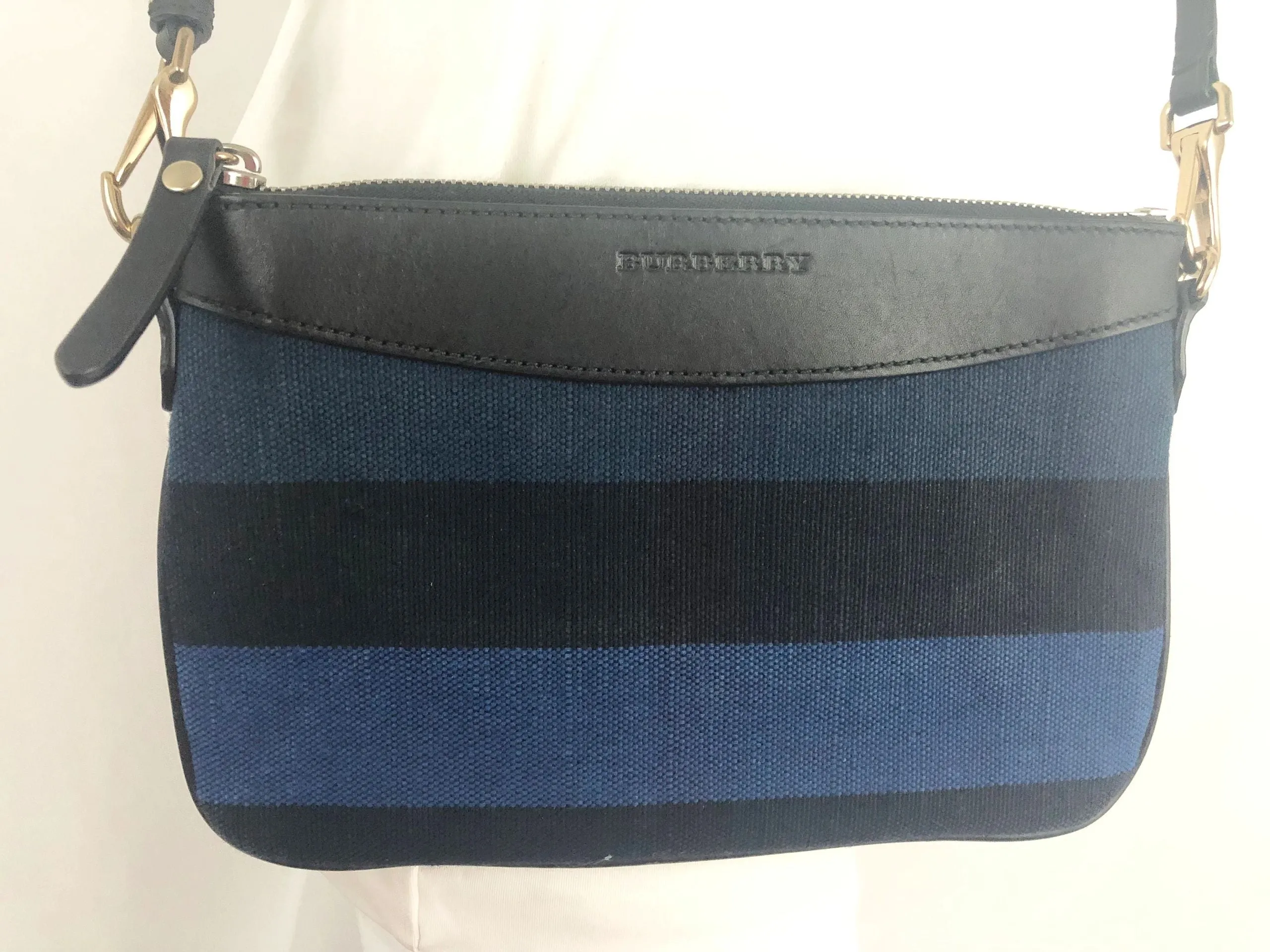 Burberry Striped Canvas Crossbody Bag