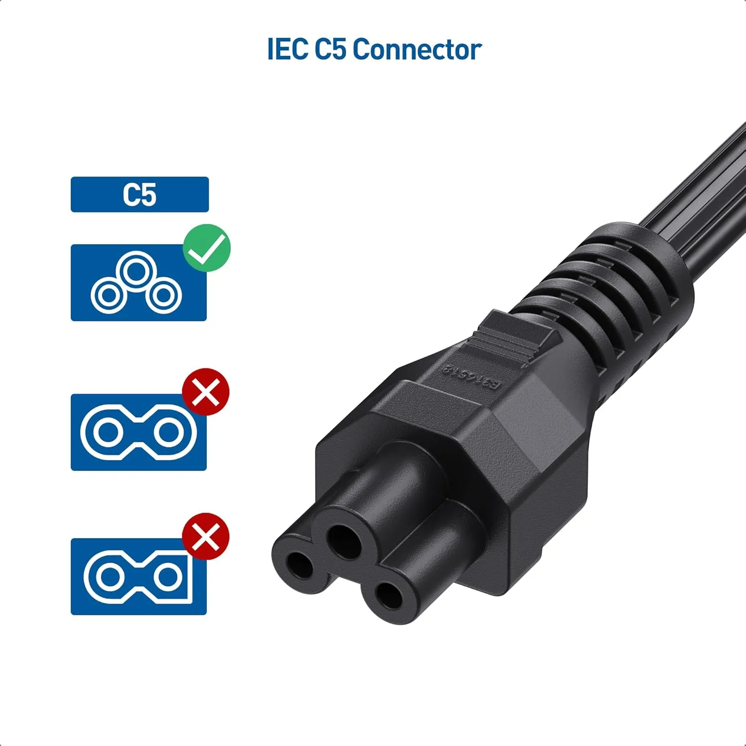 Cable Matters 2-Pack 3 Prong Power Cord - 15ft, 13A / 16AWG, Laptop Power Cord Replacement Compatible with Dell/HP/ASUS Computers, (NEMA 5-15P to IEC C5), Black