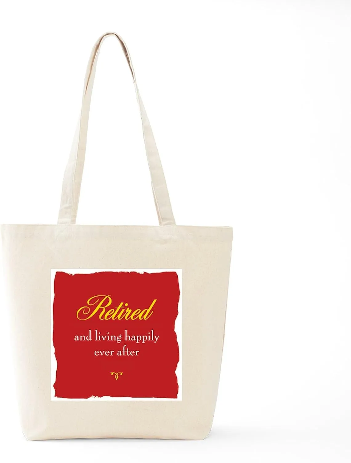 CafePress Happily Retired Tote Bag Reusable Natural Beige Canvas Shopping Bag