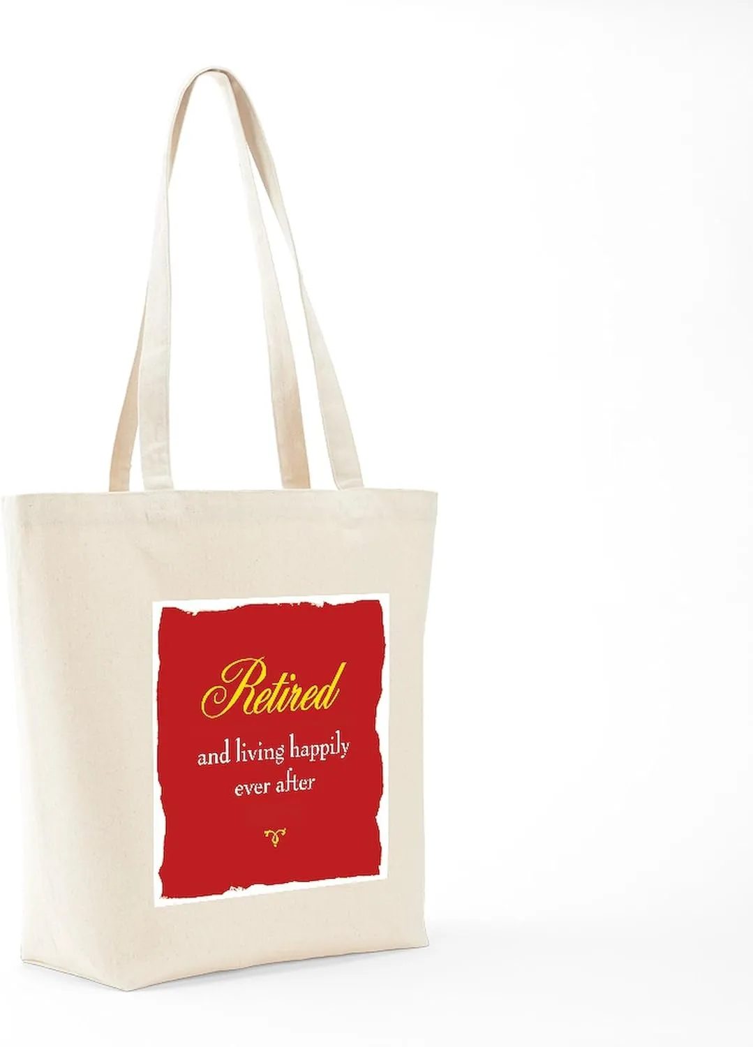 CafePress Happily Retired Tote Bag Reusable Natural Beige Canvas Shopping Bag