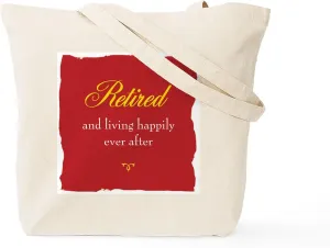 CafePress Happily Retired Tote Bag Reusable Natural Beige Canvas Shopping Bag