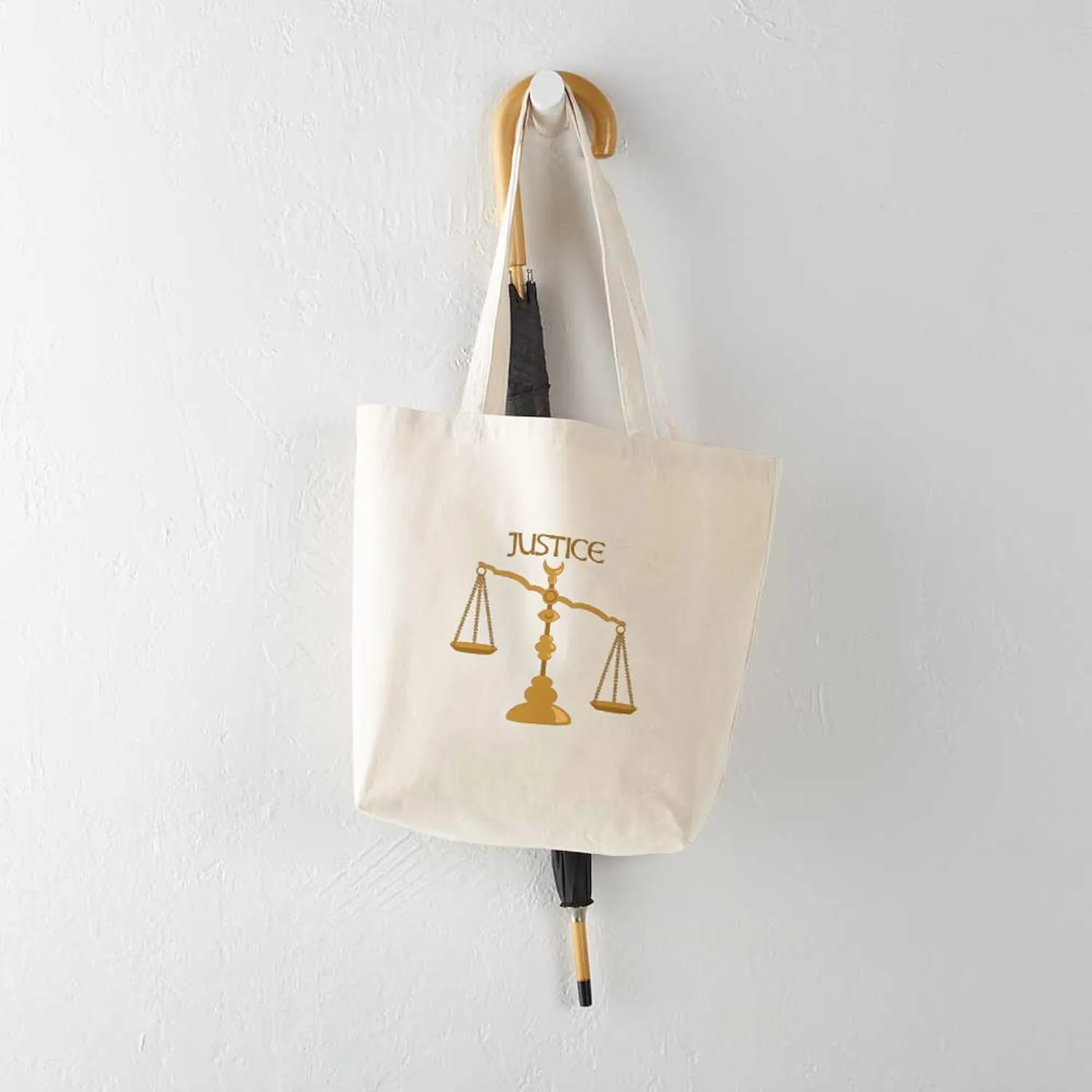 CafePress Justice Tote Bag Reusable Natural Beige Canvas Shopping Bag
