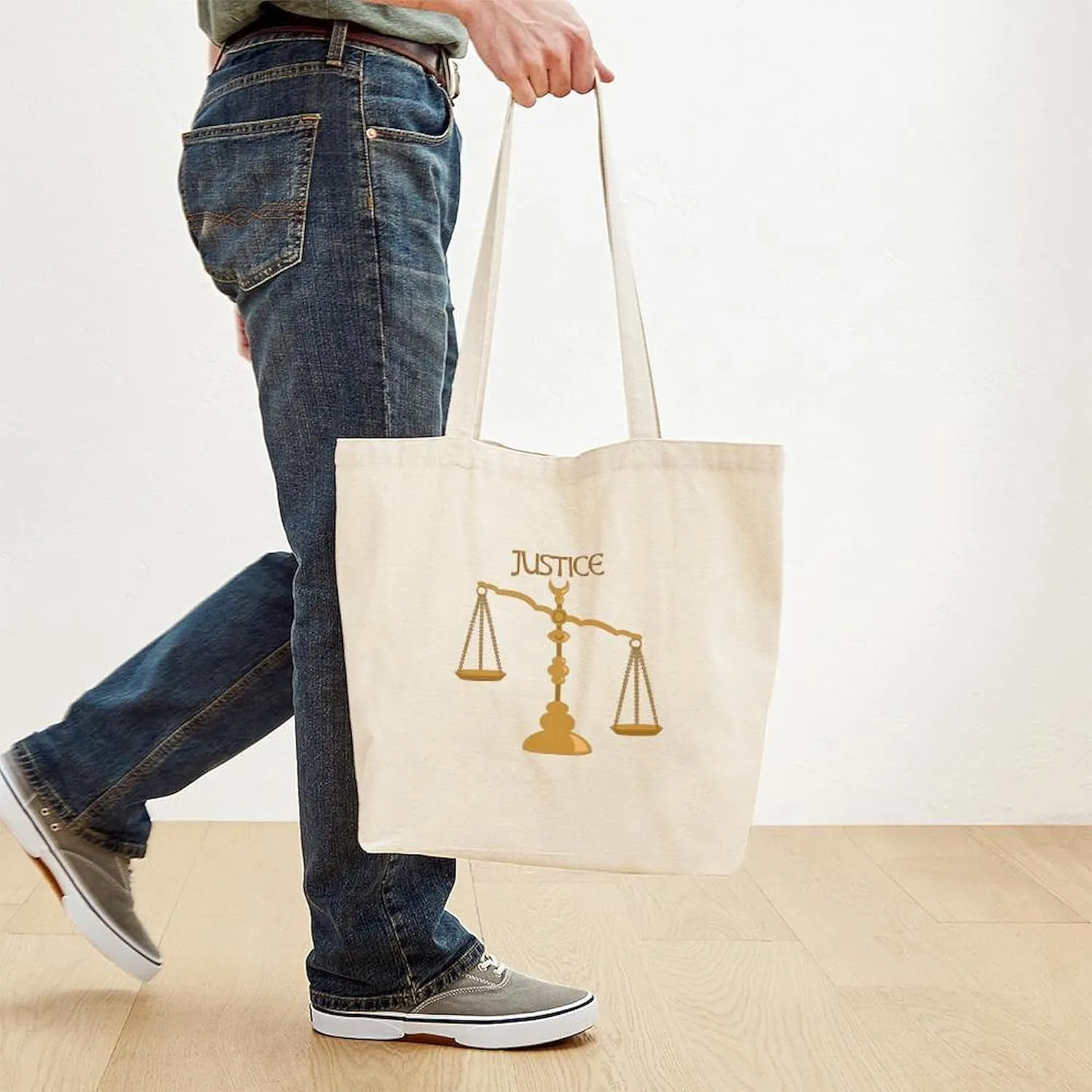 CafePress Justice Tote Bag Reusable Natural Beige Canvas Shopping Bag