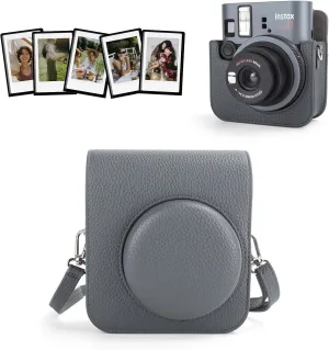 Camera Case Compatible with Fuji Instax Mini 41, for Instax Mini 41 Protective Cover with Magnetic Photo Frames, Carry Bag with Shoulder Strap – Grey