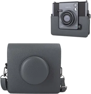 Camera Case Compatible with Fujifilm Instax Wide EVO, for INSTAX Wide EVO Case Crry Bag Lychee Texture Cover with Adjustable Shoulder Strap - Classy Gray