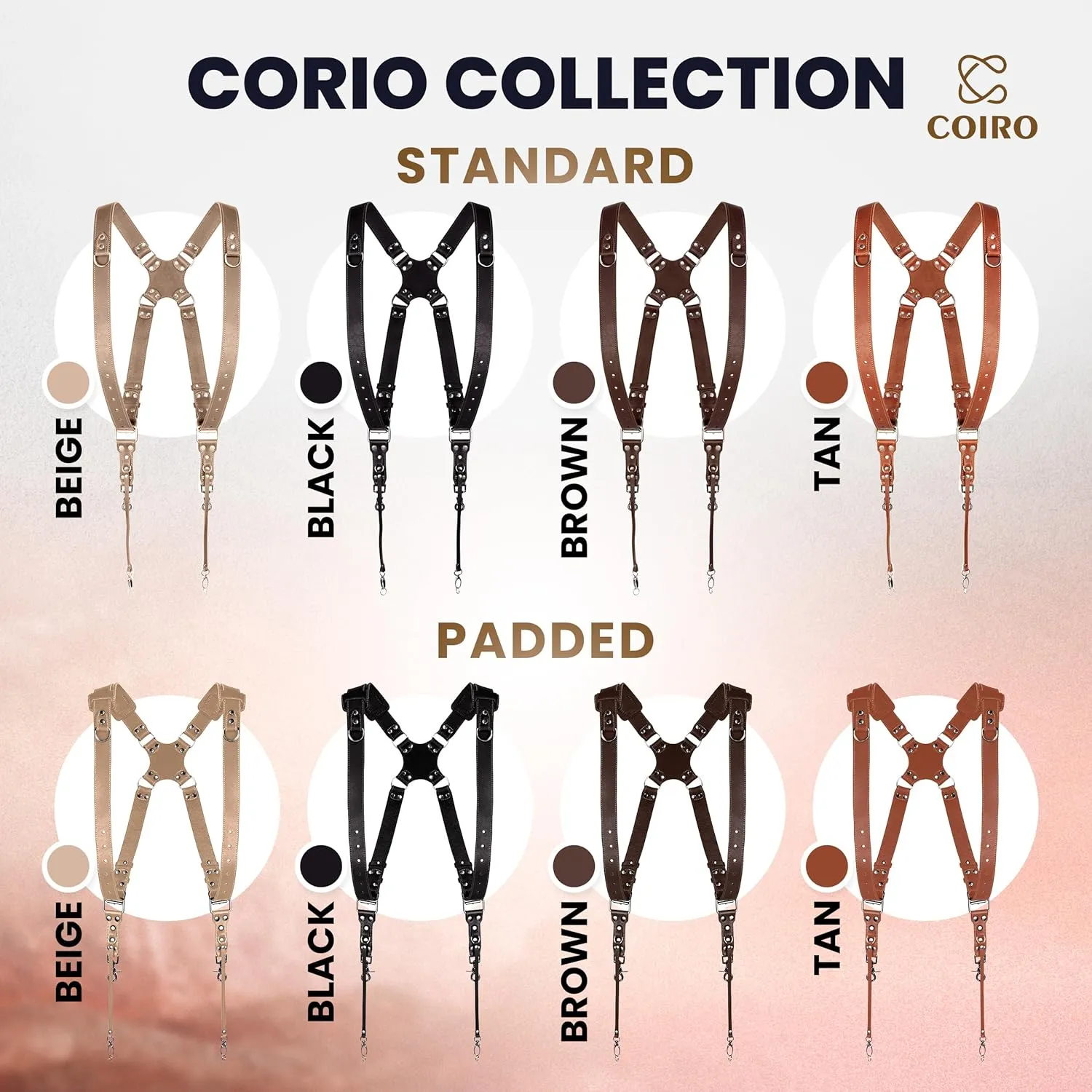 Camera Harness for 2 Cameras – Dual Shoulder Leather Camera Strap – Double Camera Harness for DSLR/SLR, Camera Straps for Photographers of All Levels, Standard Straps/Color Brown