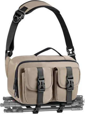 Camera Sling Bag,Lightweight SLR/DSLR Camera Case with Tripod Holder,Waterproof Camera Shoulder Crossbody Bag for Photographers (Coffee)