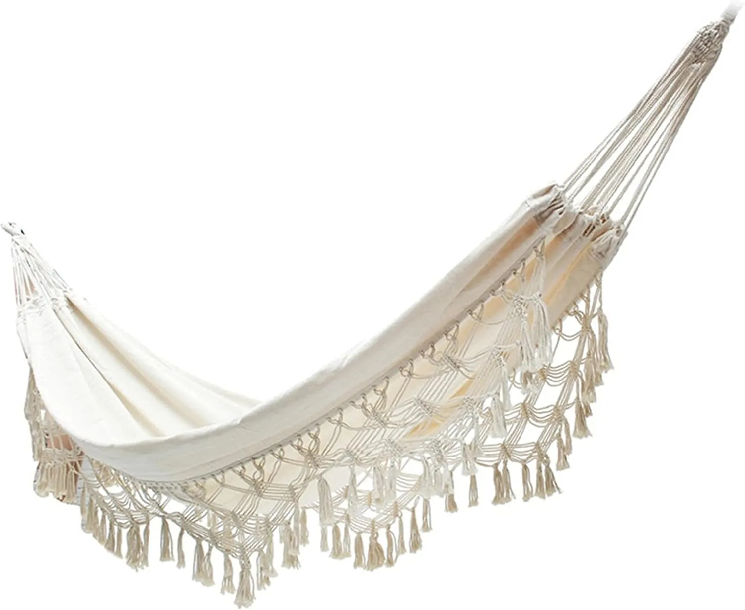 Camping Hammock Camping Double Hammocks Canvas Tassel Outdoor Backyard Swing Beds for Outdoor Garden