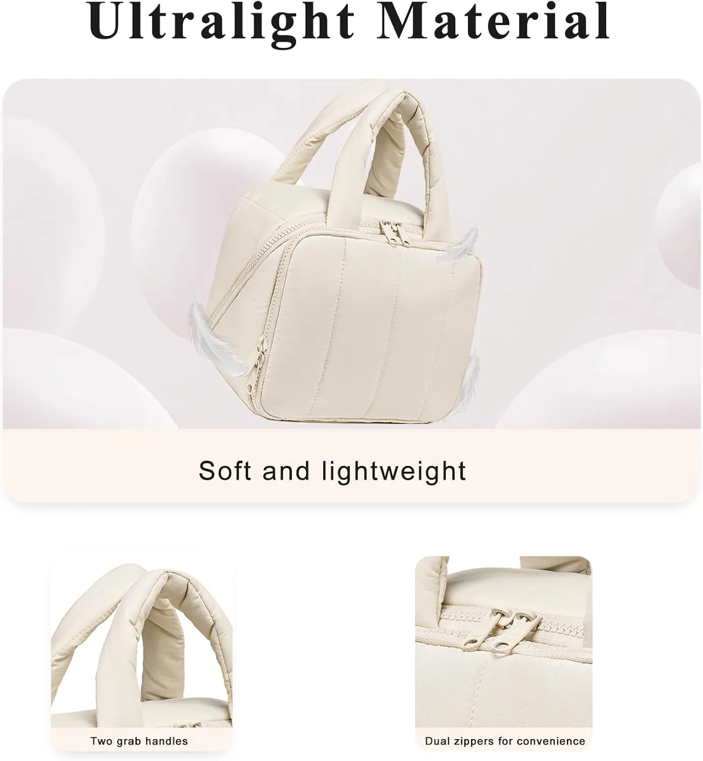 CAMTOP Travel Toiletry Bag for Women Travel Toiletry Organizer Lightweight Large Wide-open Makeup Bag Large Capacity Qulited Cosmetic Bag Puffy for Essentials Organizer (Beige)