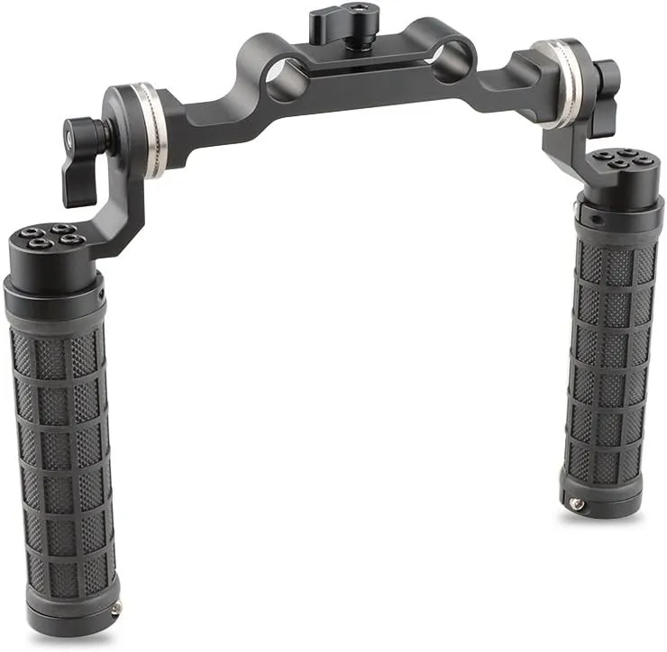 CAMVATE 15mm Rod & Soft Rubber Grip Shoulder Mount Rig with Rosette Standard Accessory for DSLR(Black,M6 Thread,31.8 mm) - 1548